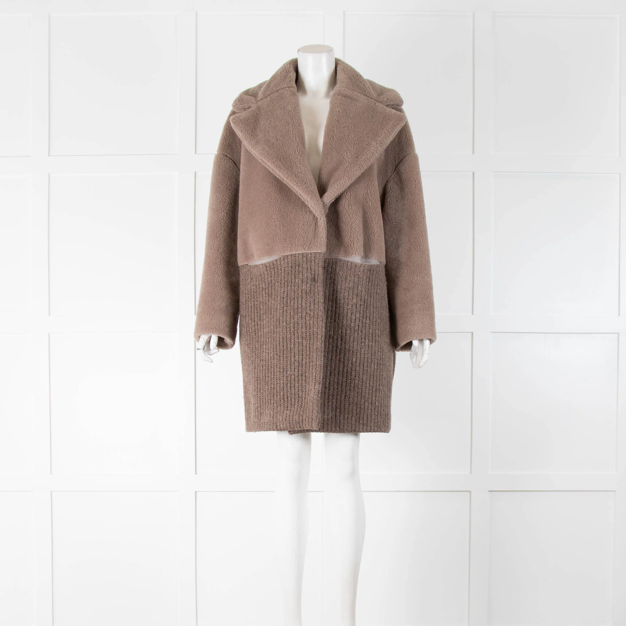 Le Tricot Perugia Brown Faux Fur And Knit Coat