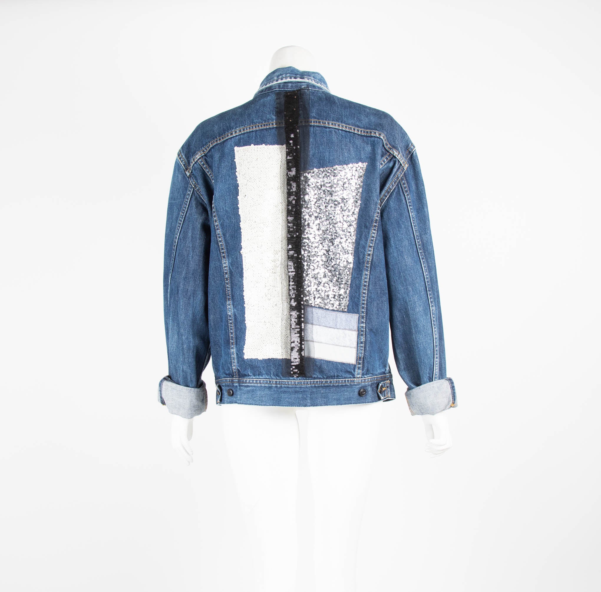 Lee Blue Denim Jacket Sequin Back - Image 3