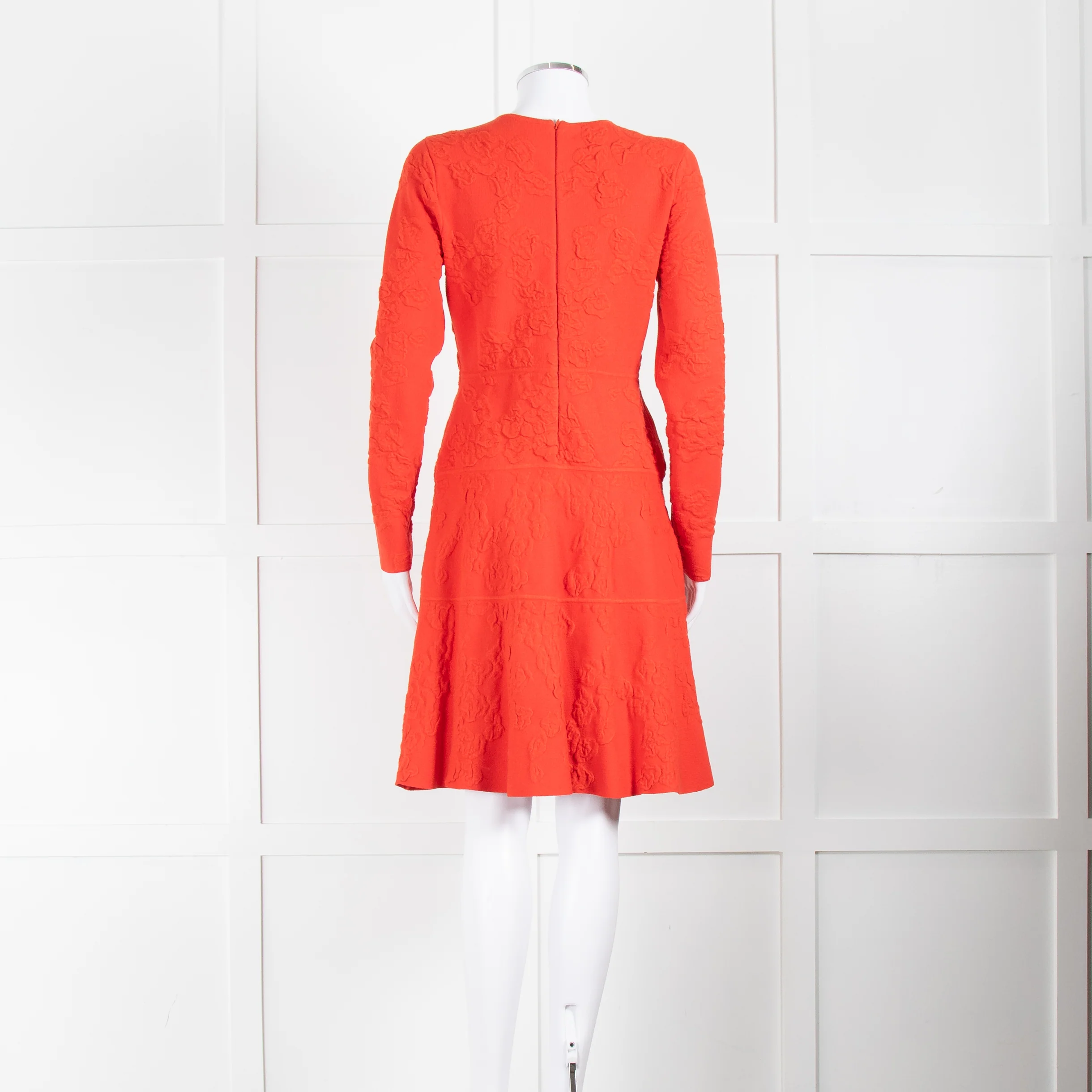 Lela Rose Red Long Sleeve Tiered Embossed Dress - Image 5