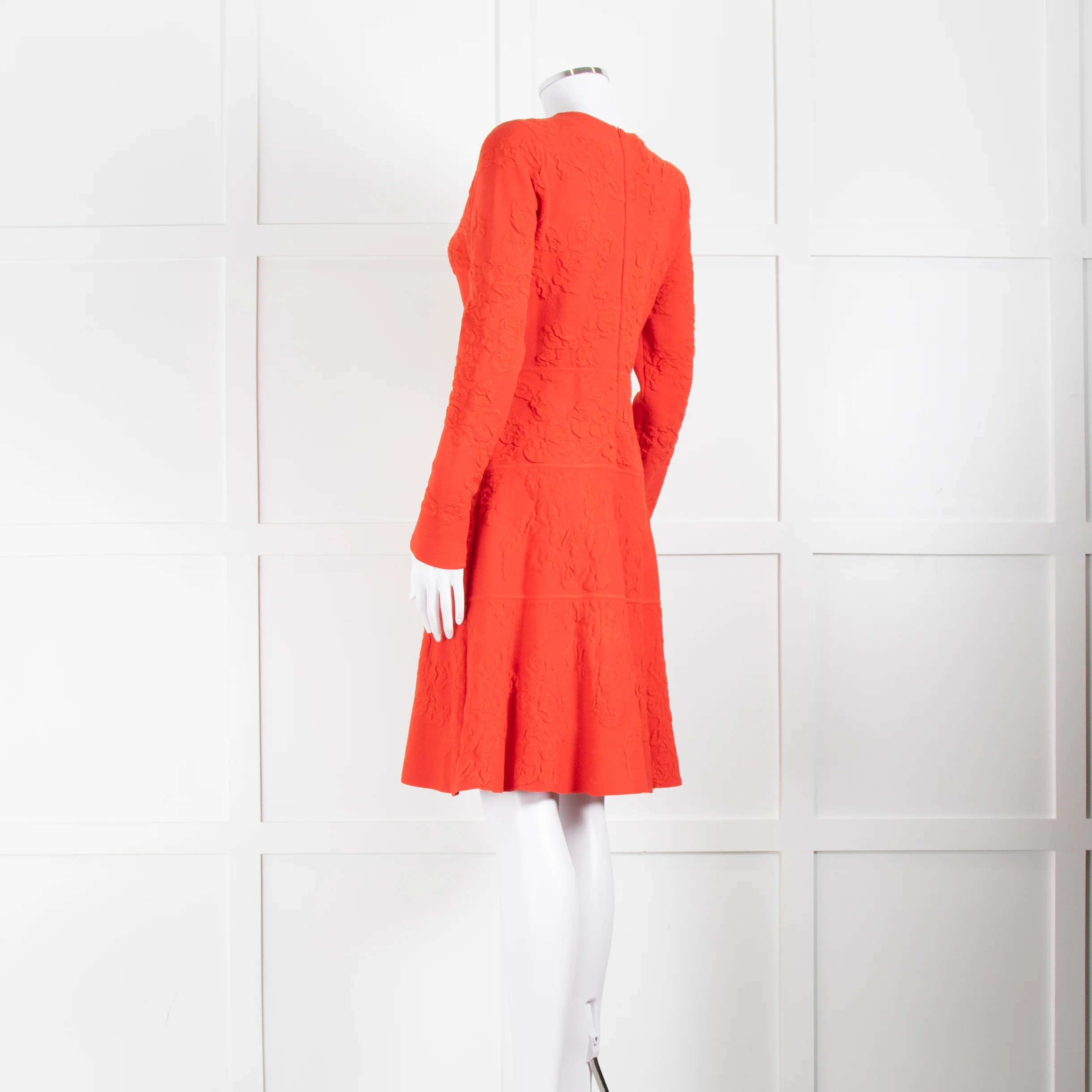 Lela Rose Red Long Sleeve Tiered Embossed Dress - Image 6