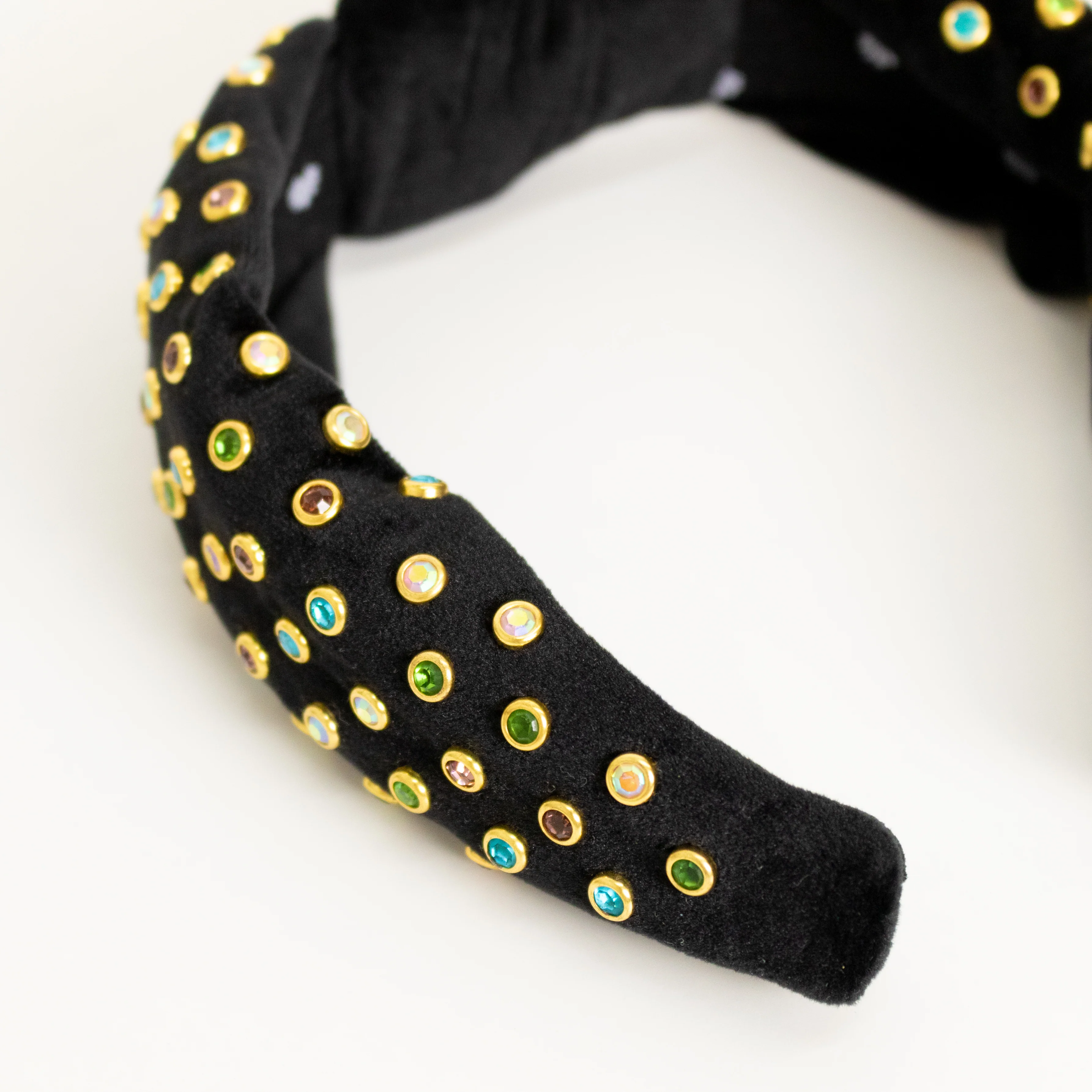 lele Sadoughi Black Velvet Jewelled Headband - Image 2