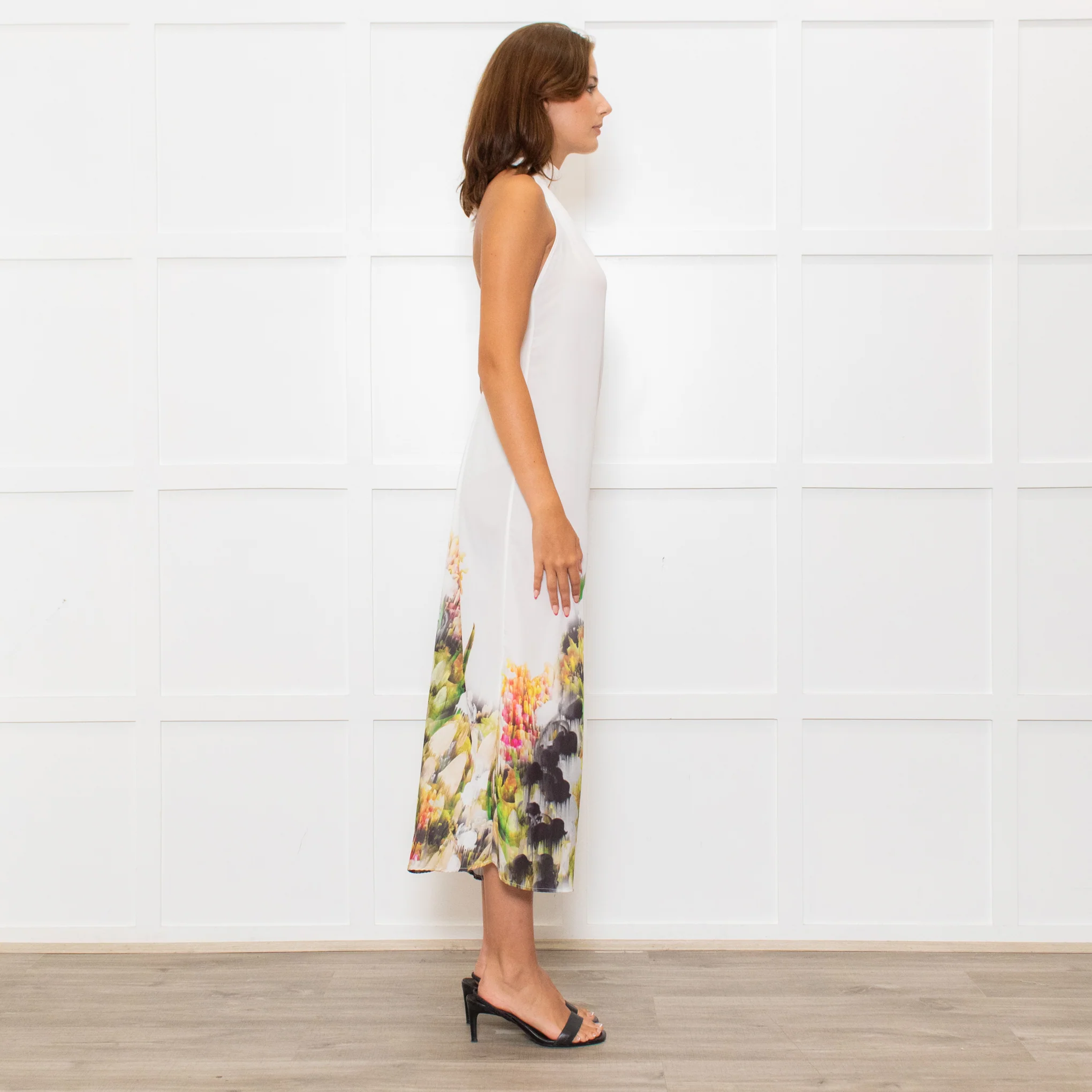 Lenny Niemeyer White Halterneck Maxi Dress with Floral Hem - Image 6