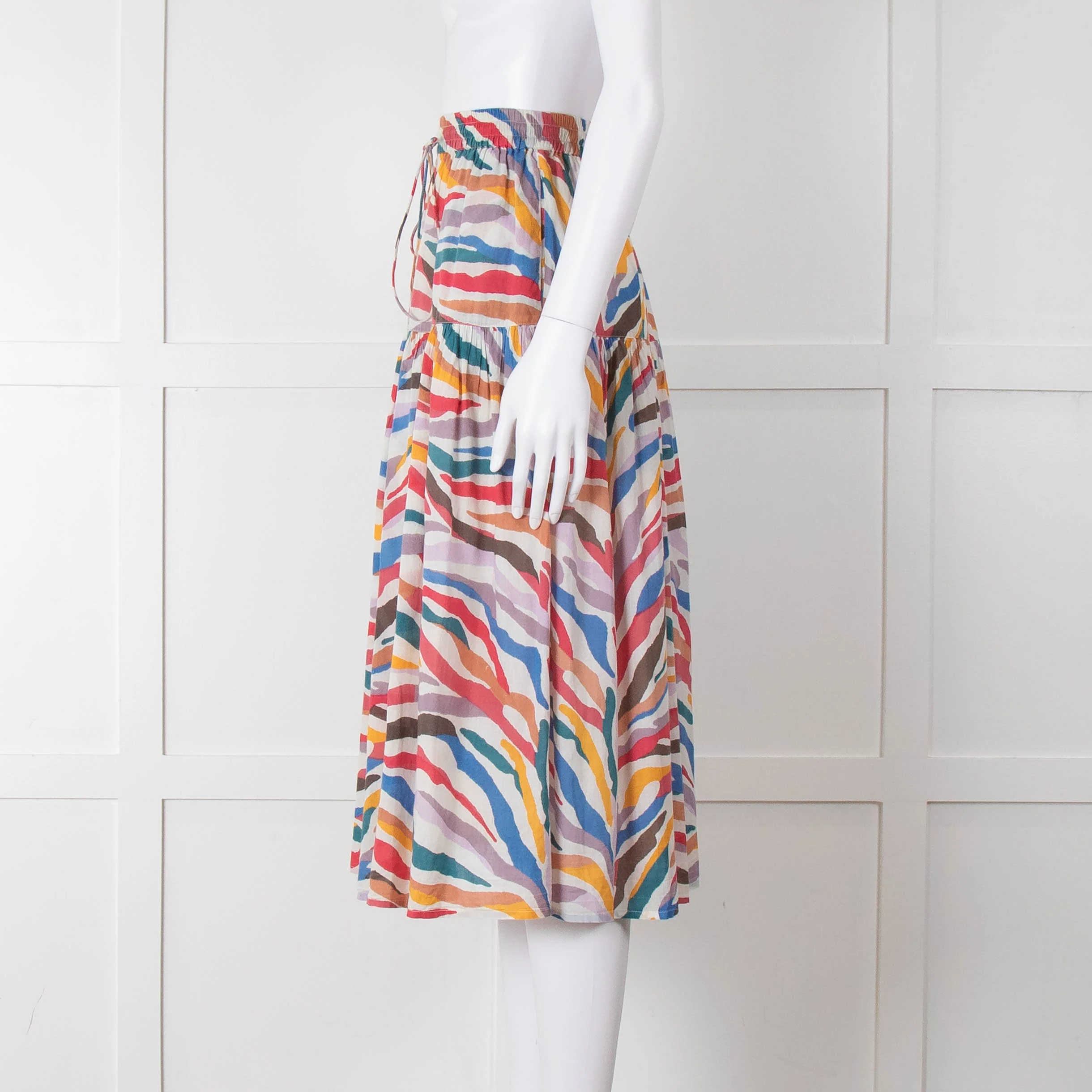 Leon & Harper Multi Coloured Tiered Tie Waist Skirt - Image 7
