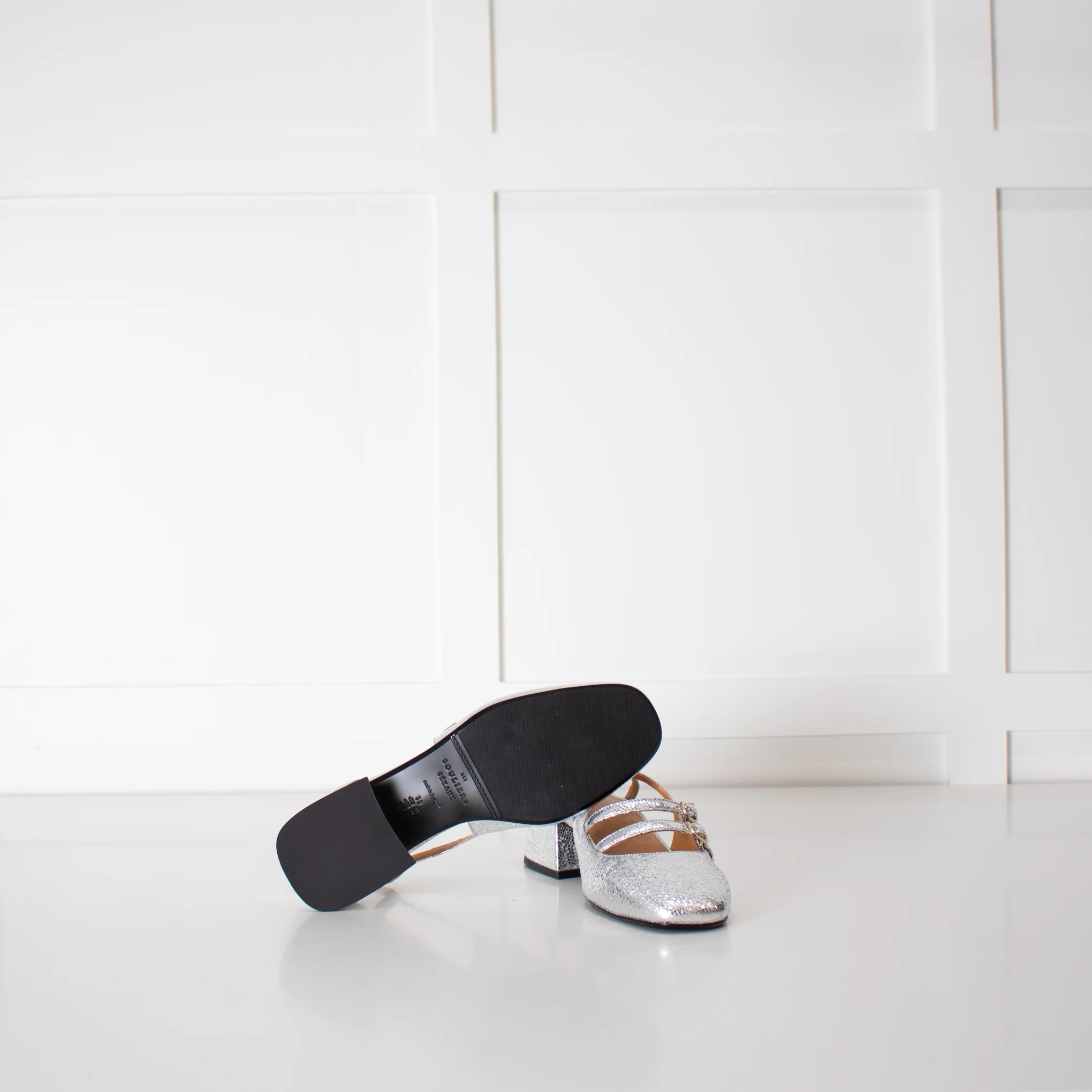 Les Souliers Sezane Silver Slingback Shoes - Image 6