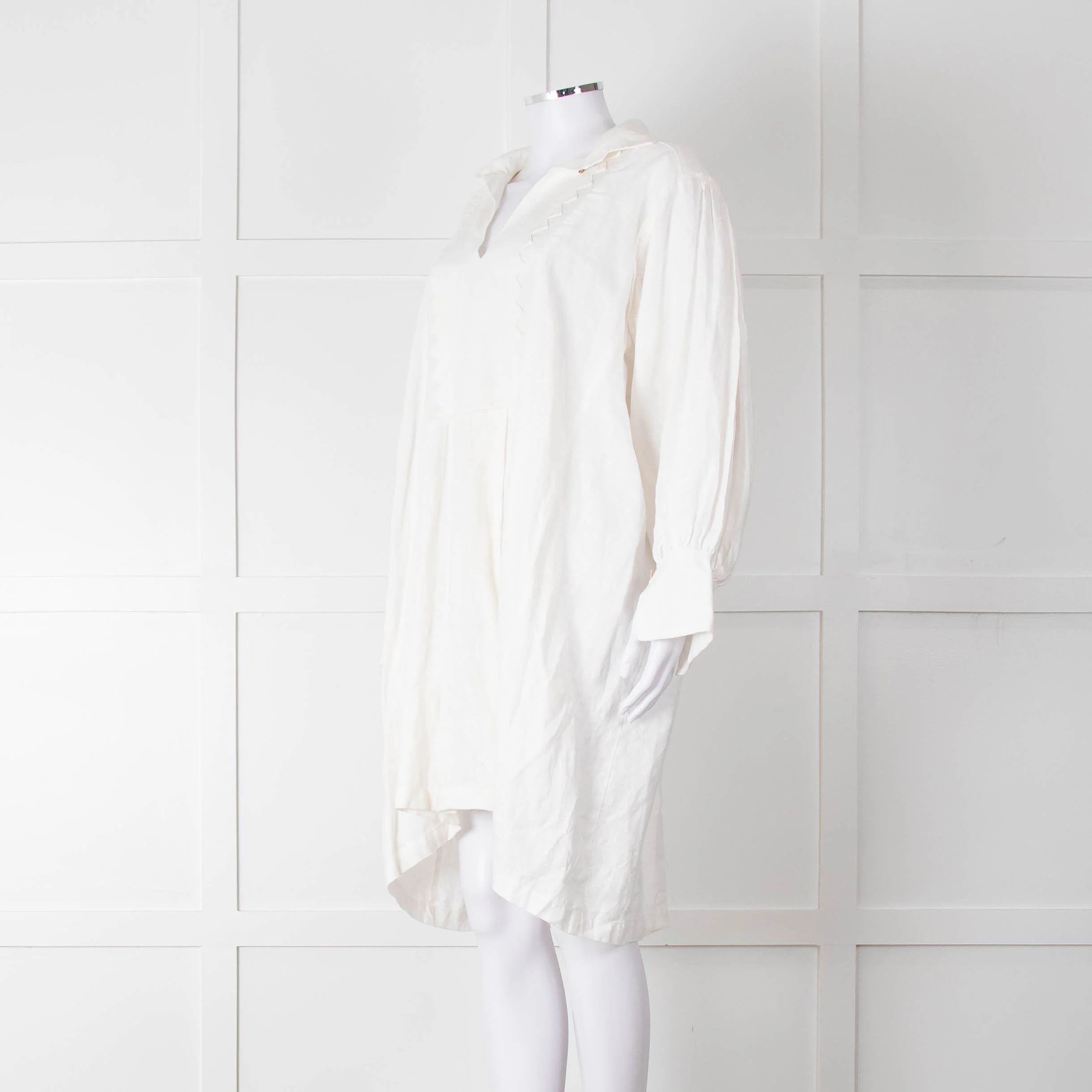 Les Vacances d'Irina Cream Linen Tunic Dress - Image 8