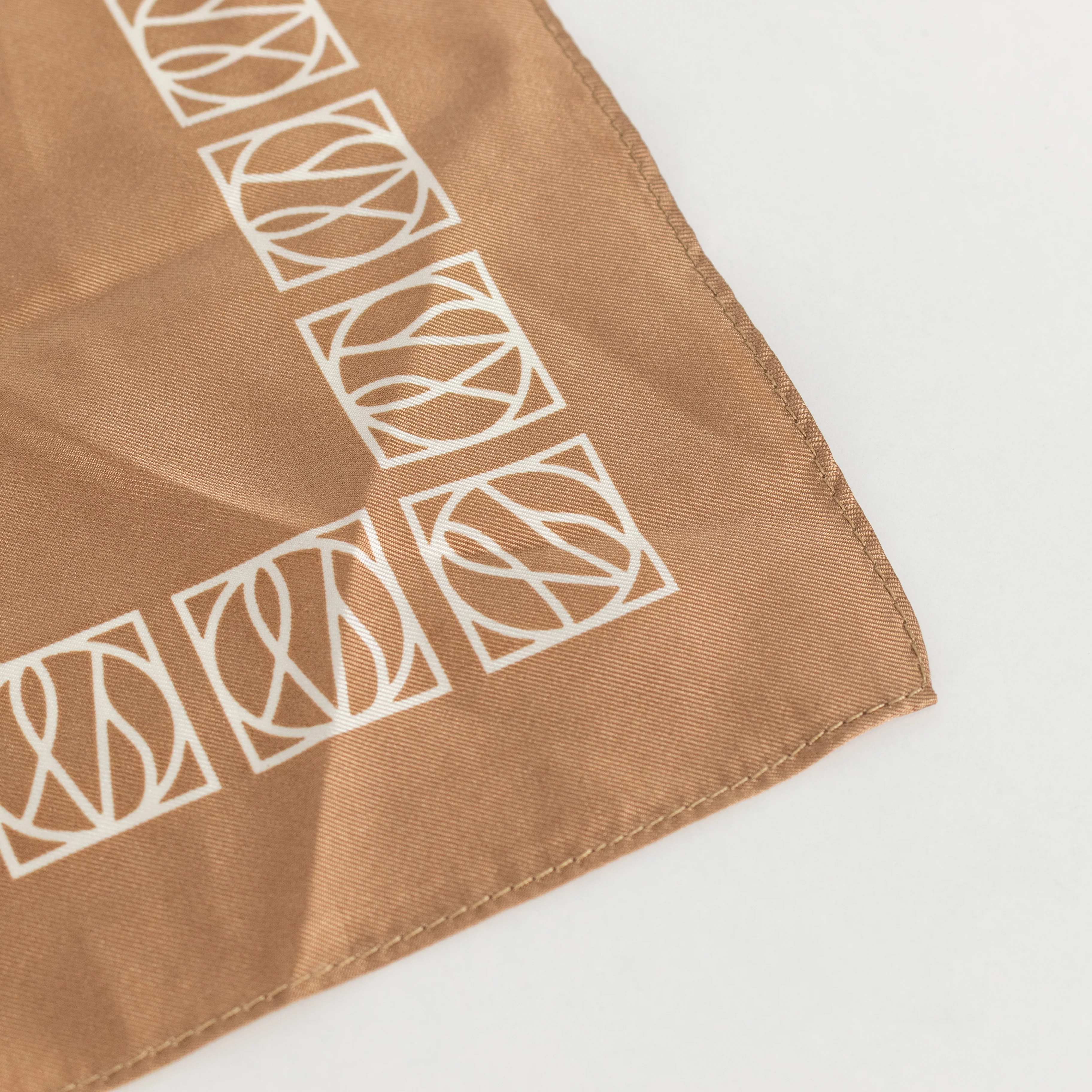 LeScarf Tan Silk Square Neckerchief - Image 5