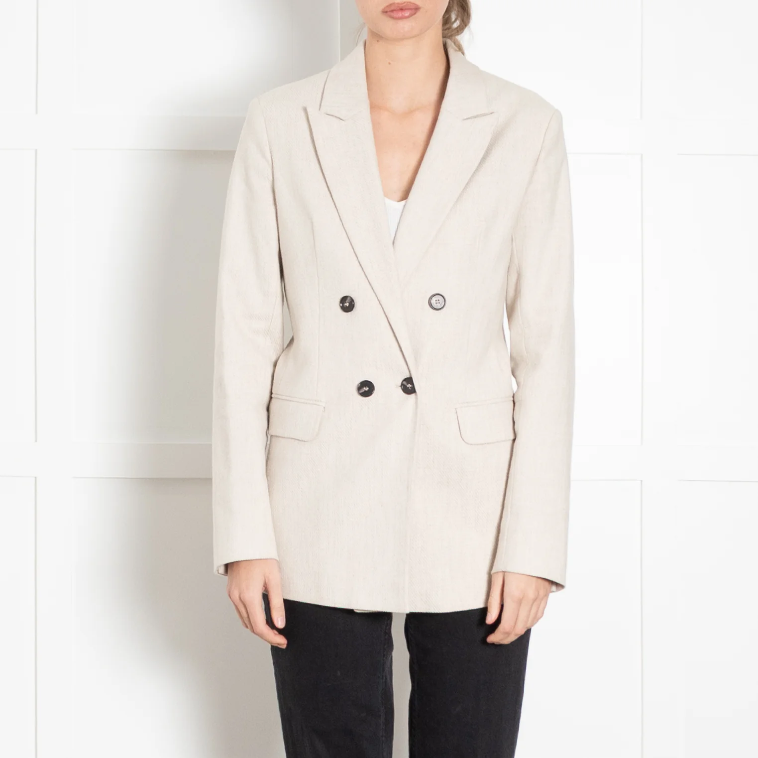 Levete Cream Double Breasted Jacket - Image 2