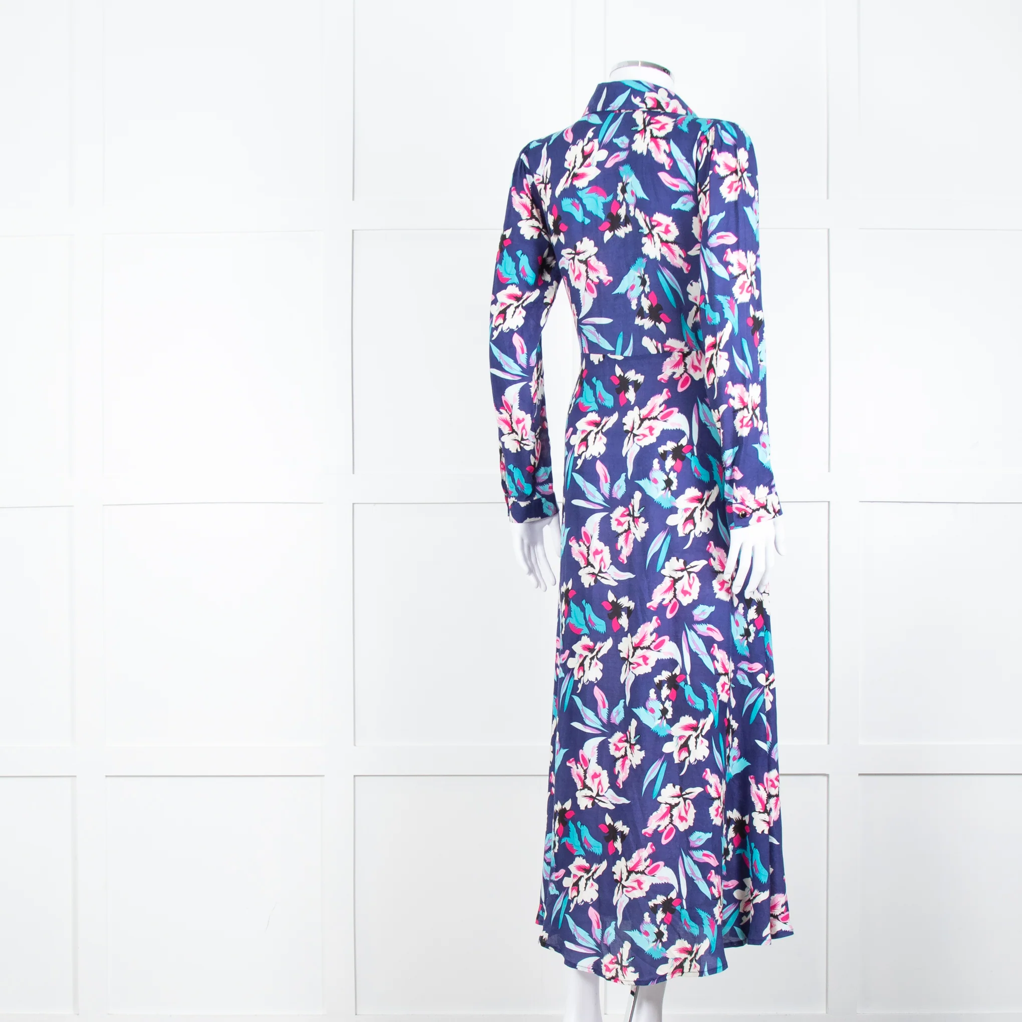 Libelula Navy Pink Floral Long Sleeve Midi Dress - Image 6