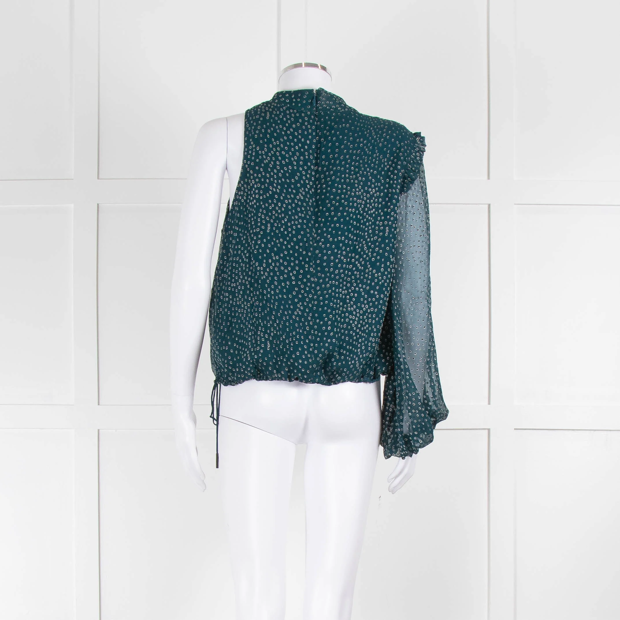 Life With Bird Green Silk Mix With Black Spots One Long Sleeve & Drawstring Top - Image 3