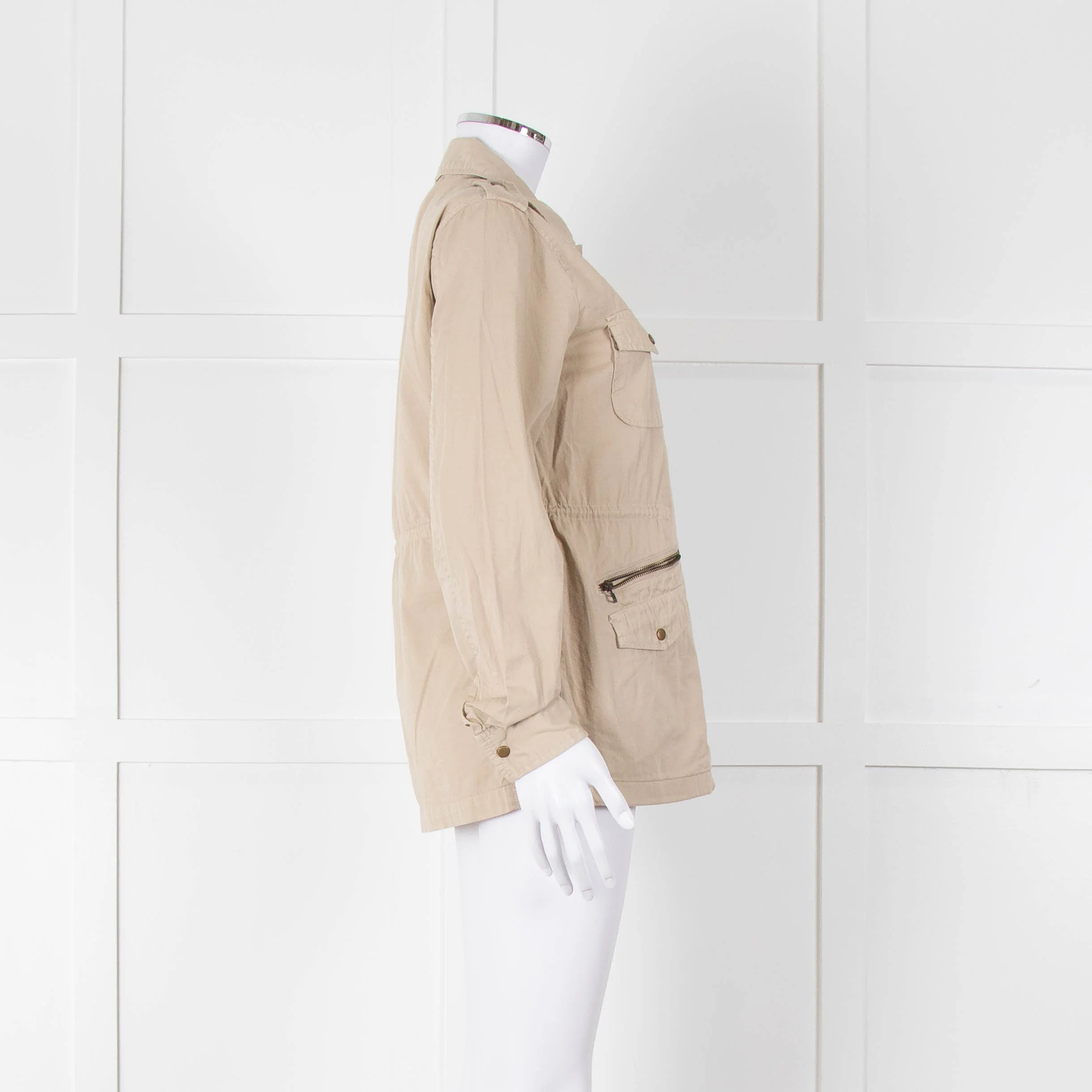 Lily Aldridge For Velvet Beige Cotton Zip Up Jacket - Image 3