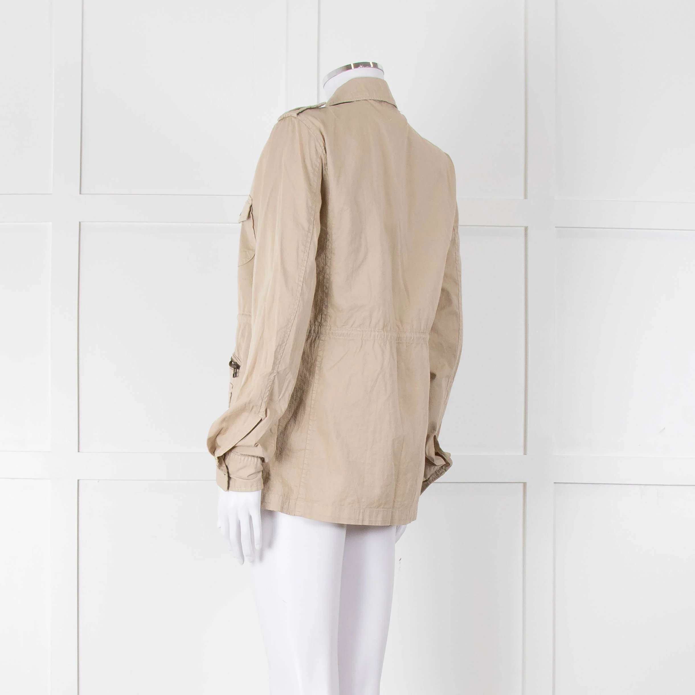 Lily Aldridge For Velvet Beige Cotton Zip Up Jacket - Image 6