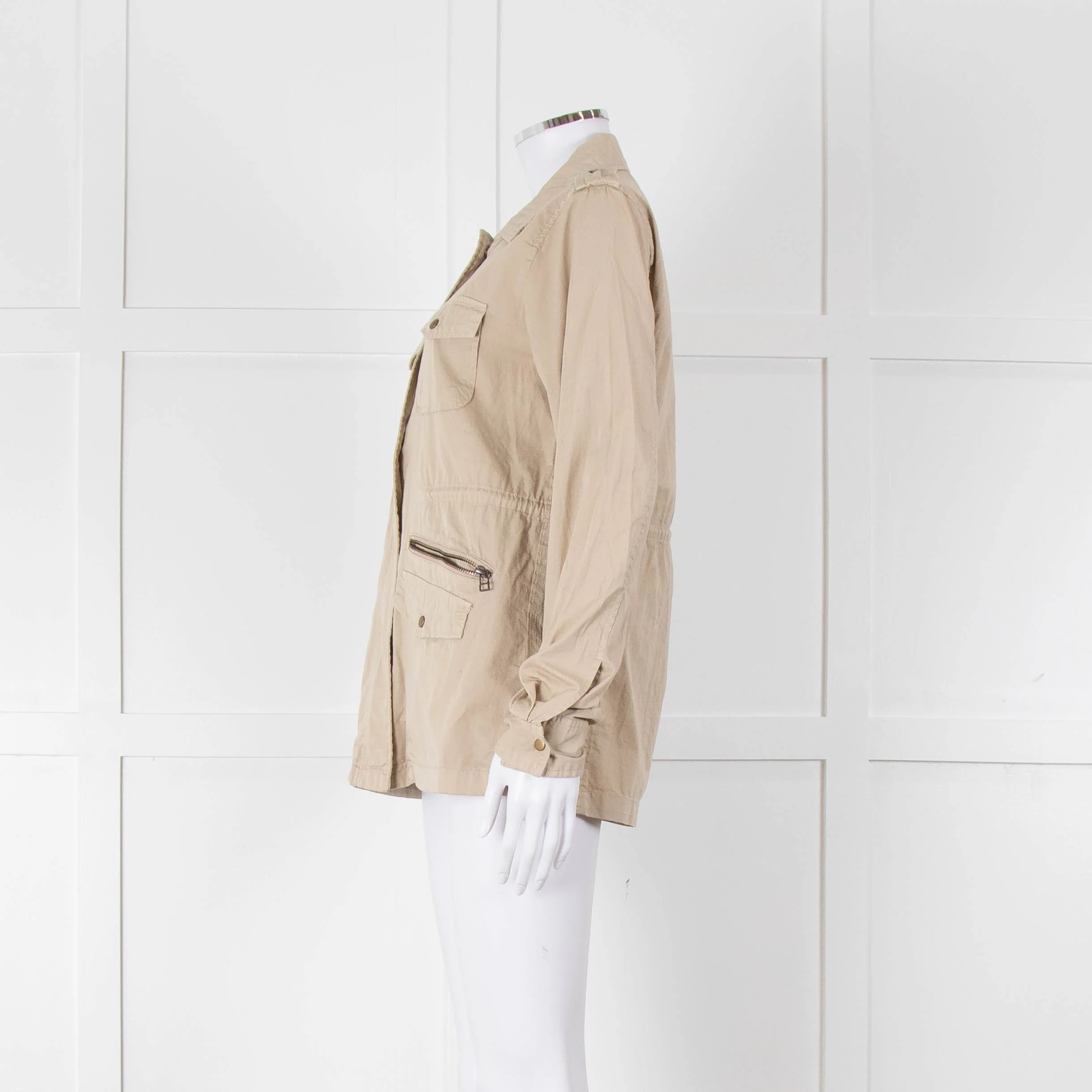 Lily Aldridge For Velvet Beige Cotton Zip Up Jacket - Image 7