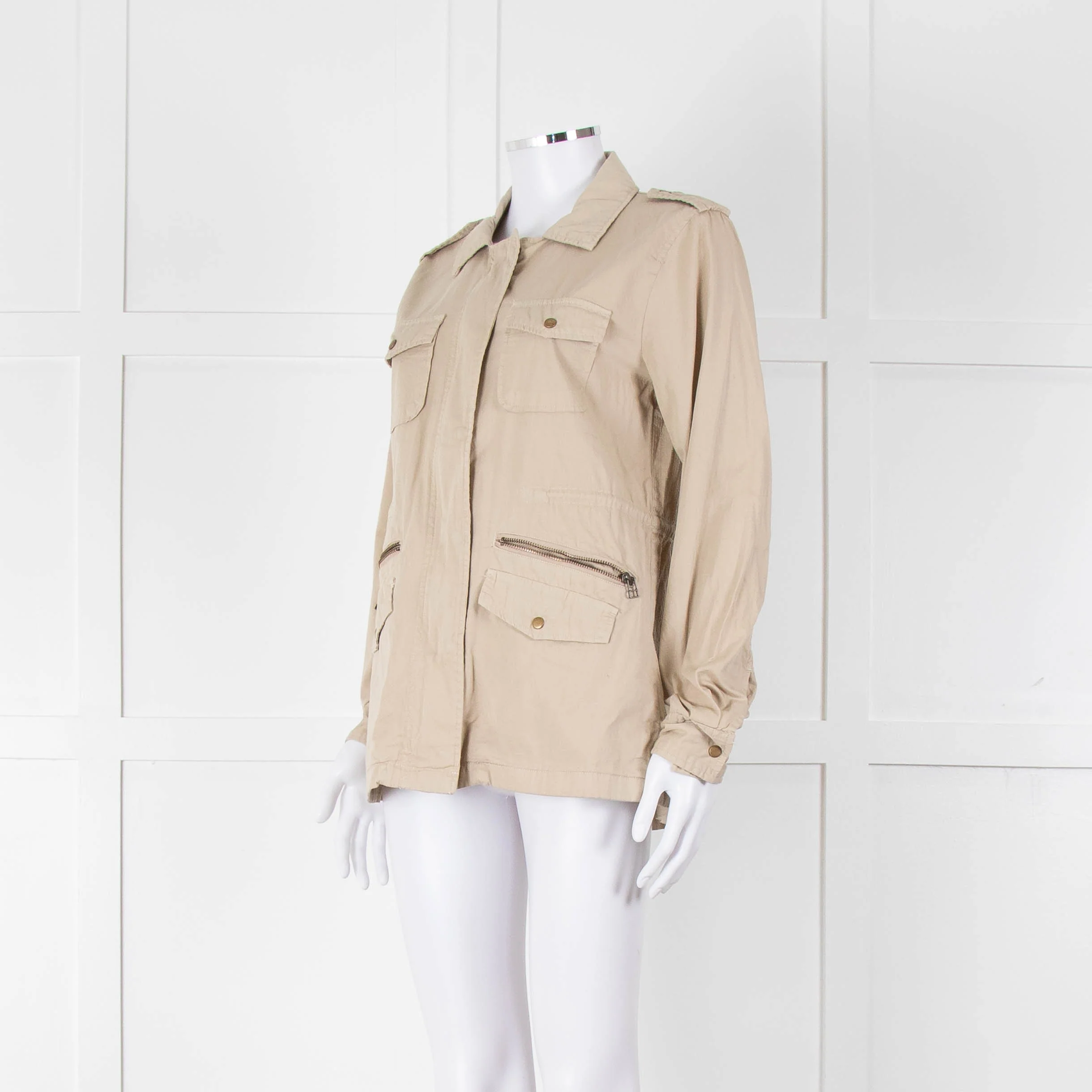 Lily Aldridge For Velvet Beige Cotton Zip Up Jacket - Image 8