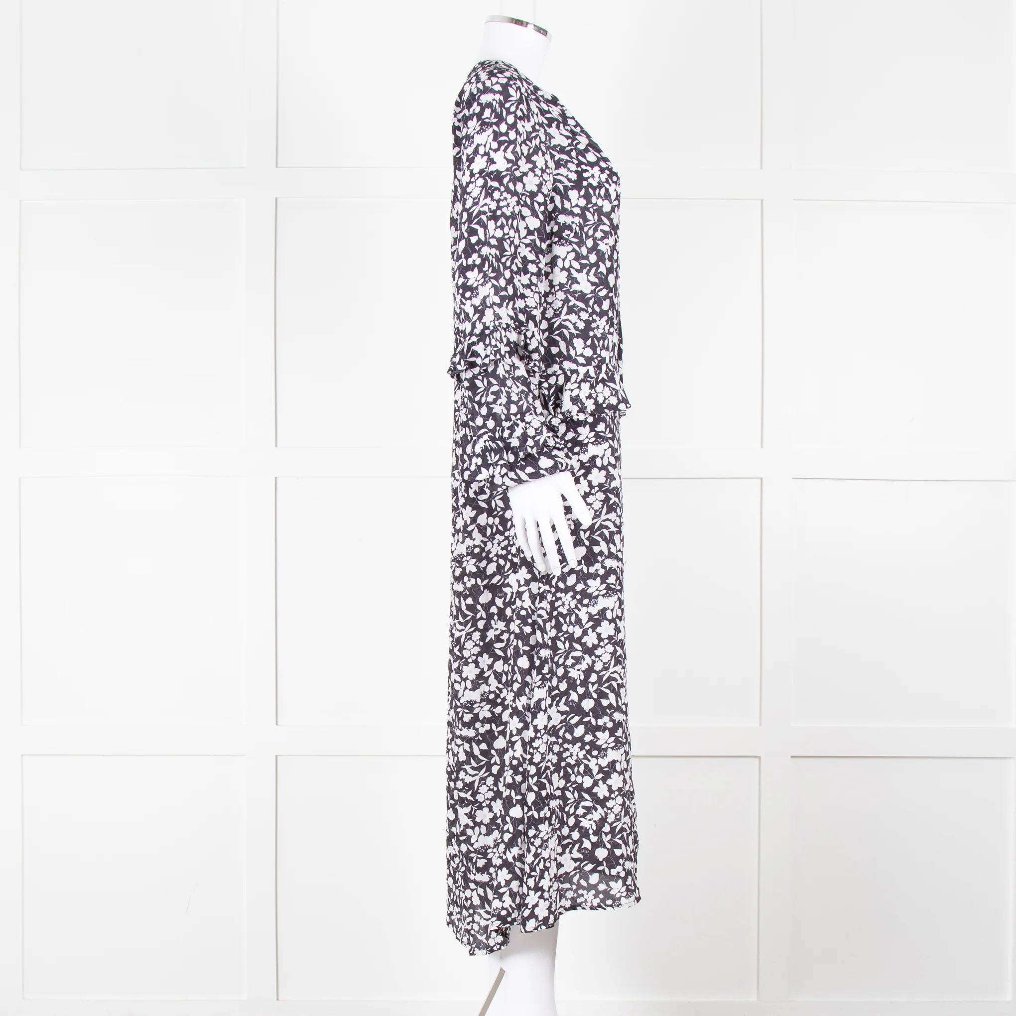 Lily And Lionel Dark Navy Blue White Floral Print Maxi Dress - Image 6