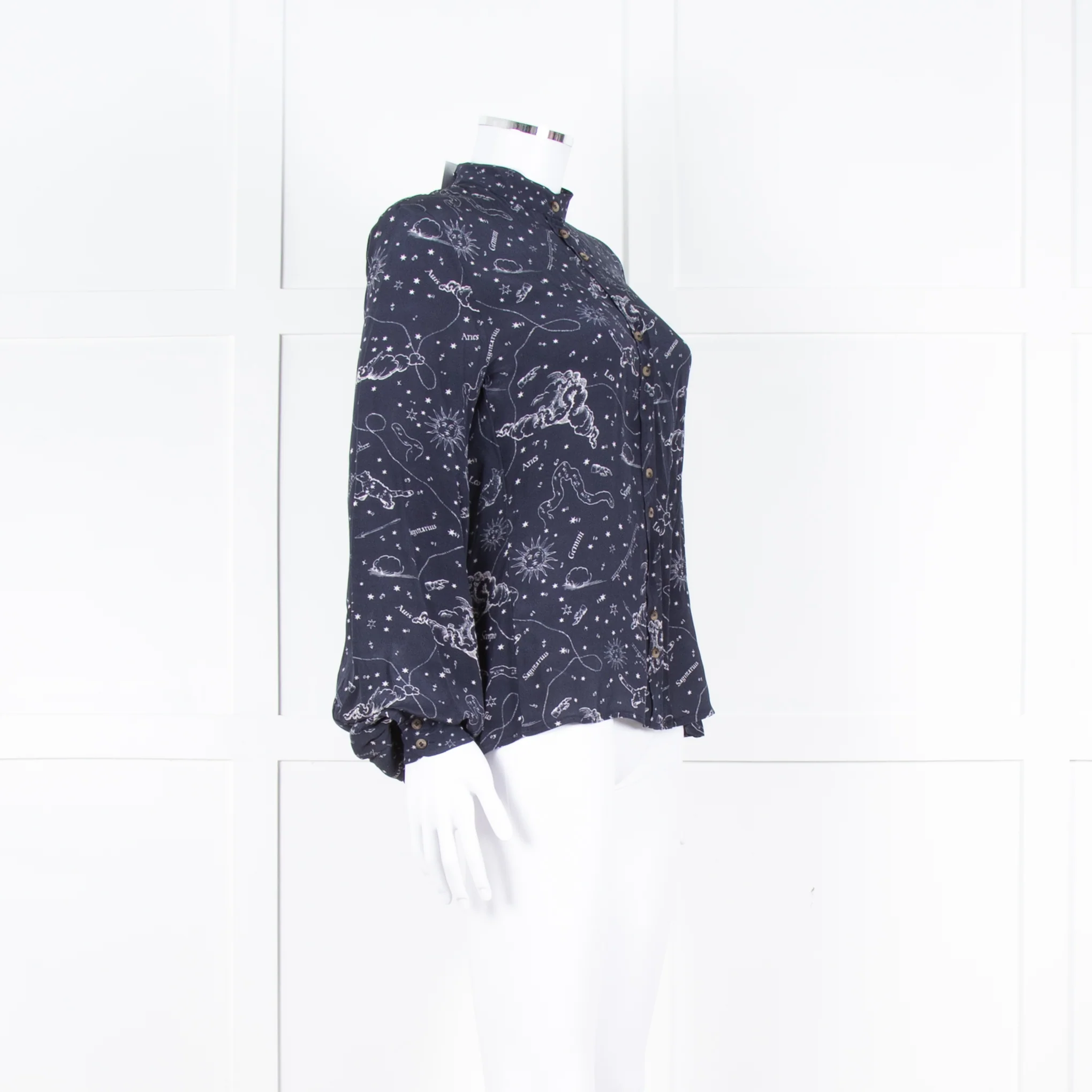 Lily And Lionel Navy White Astrological Print Long Sleeve Top - Image 2