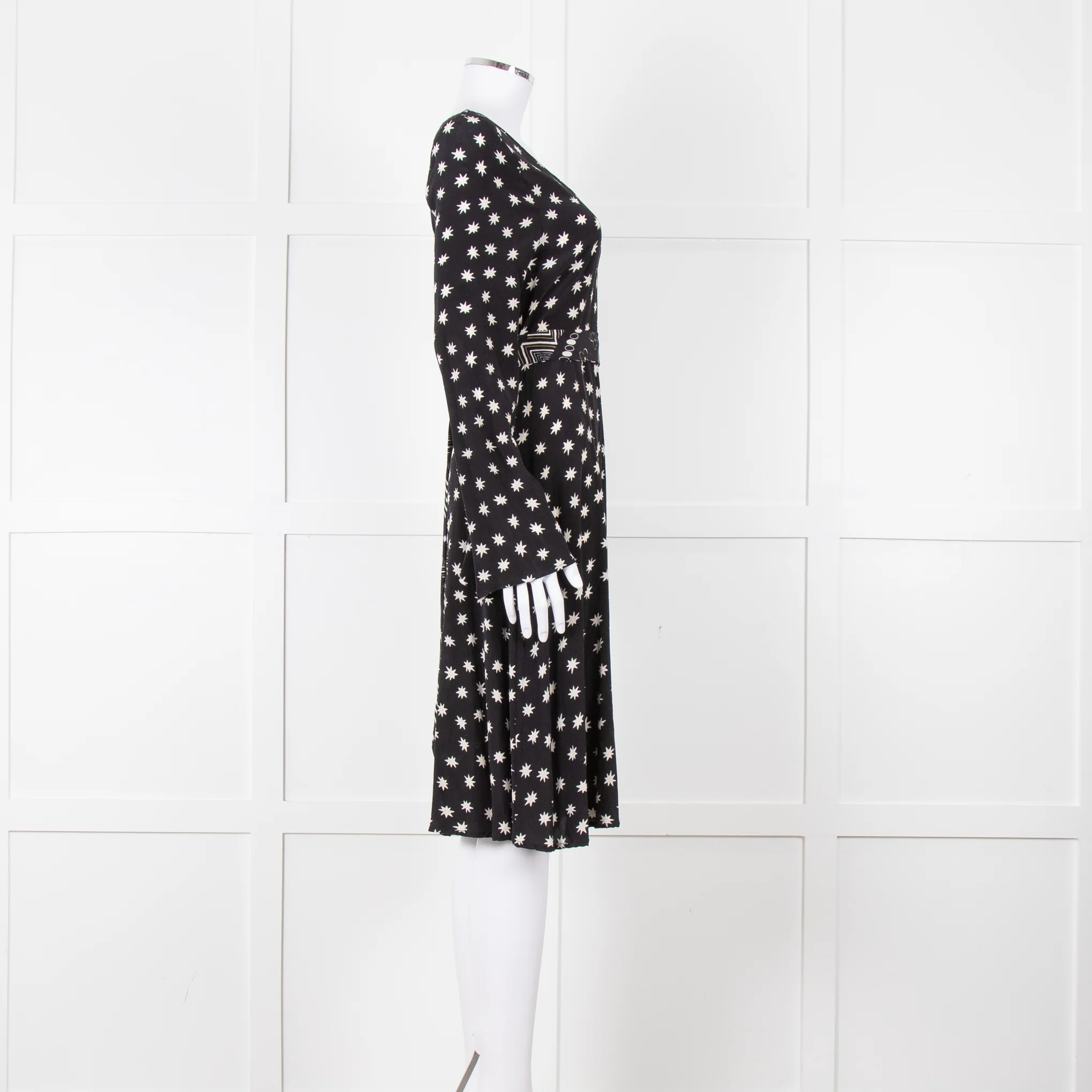 Lily & Lionel Black With White Star Print Dress With Contrast Belt - Image 3