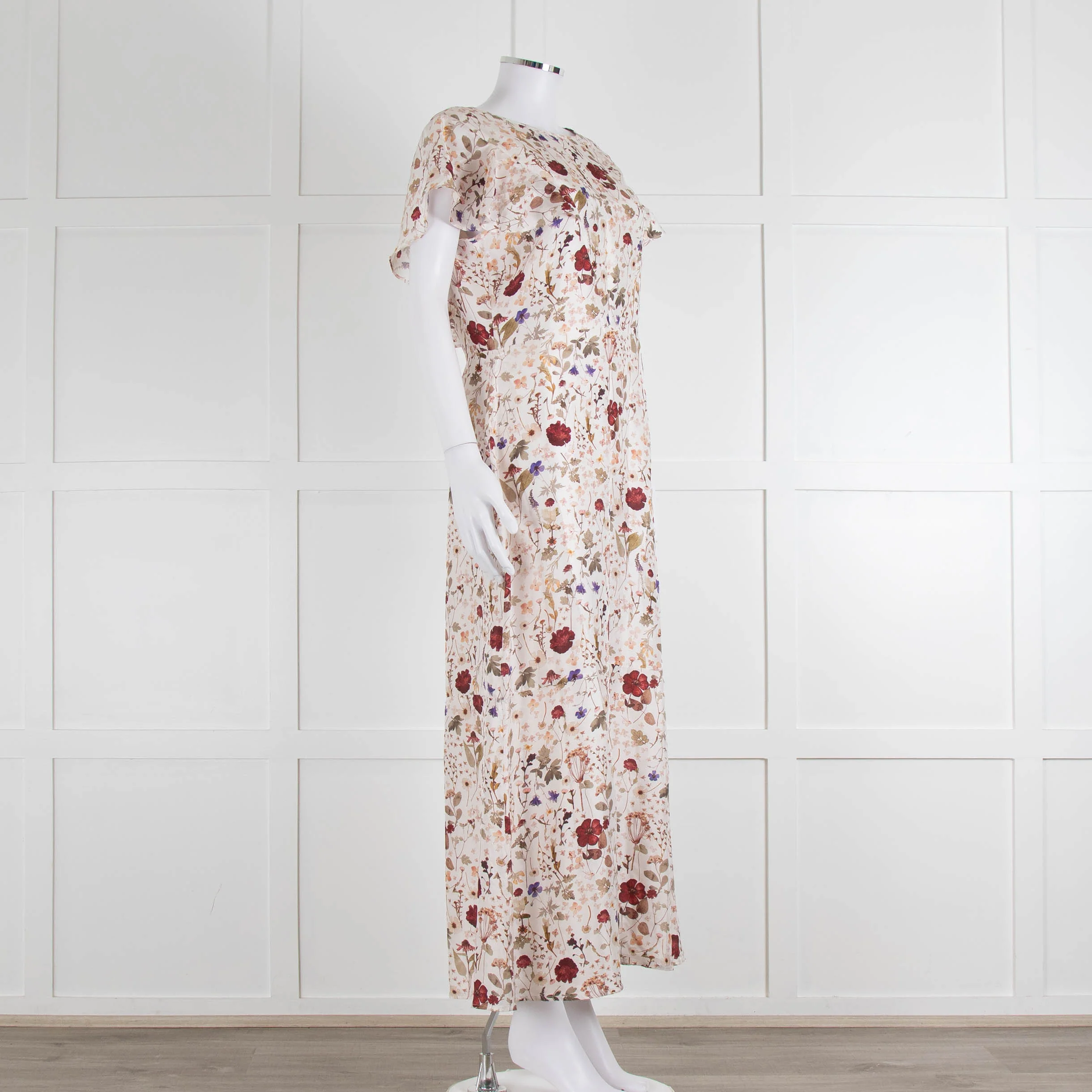 Lily & Lionel Cream Khaki Red Floral Sleeveless Maxi Dress - Image 2