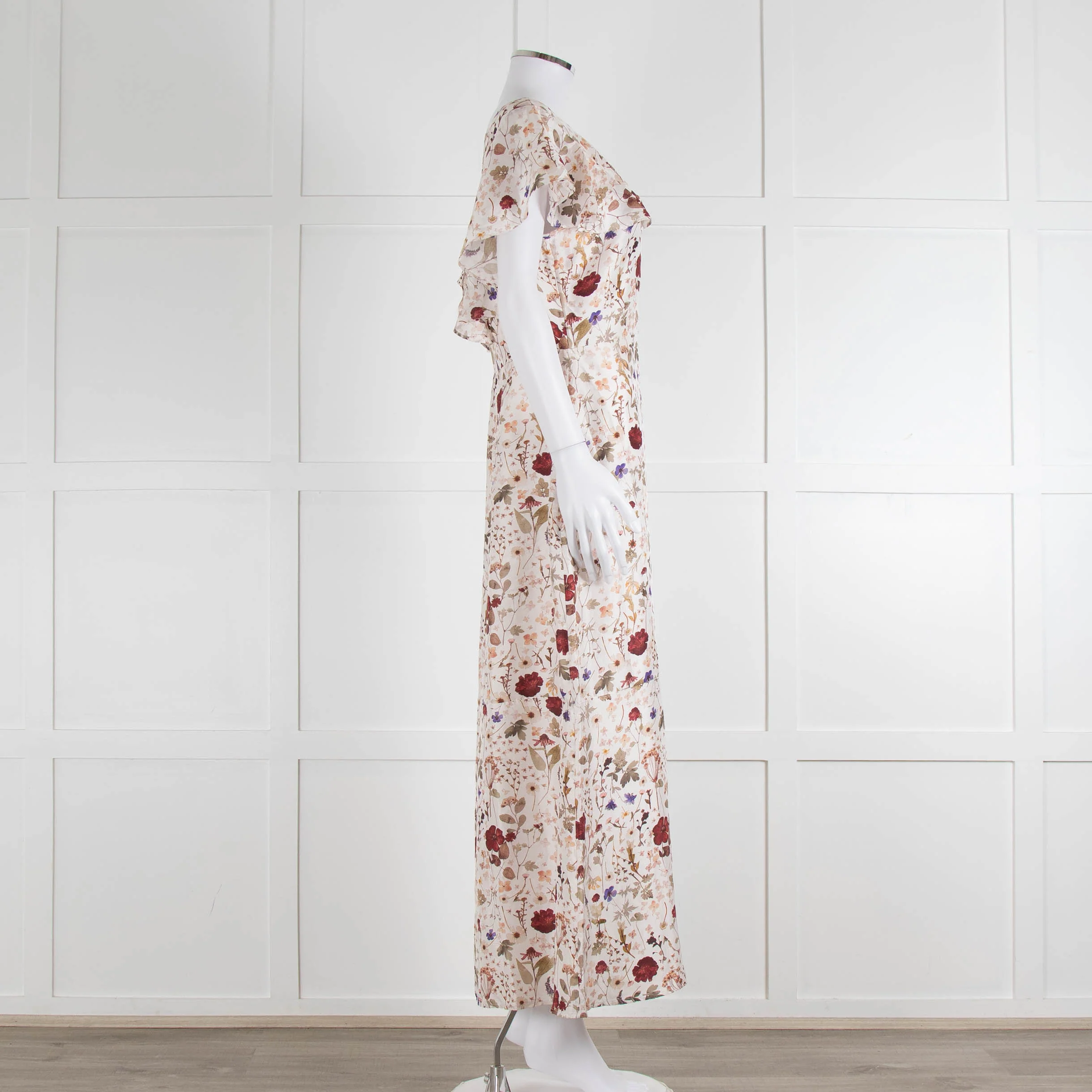 Lily & Lionel Cream Khaki Red Floral Sleeveless Maxi Dress - Image 3