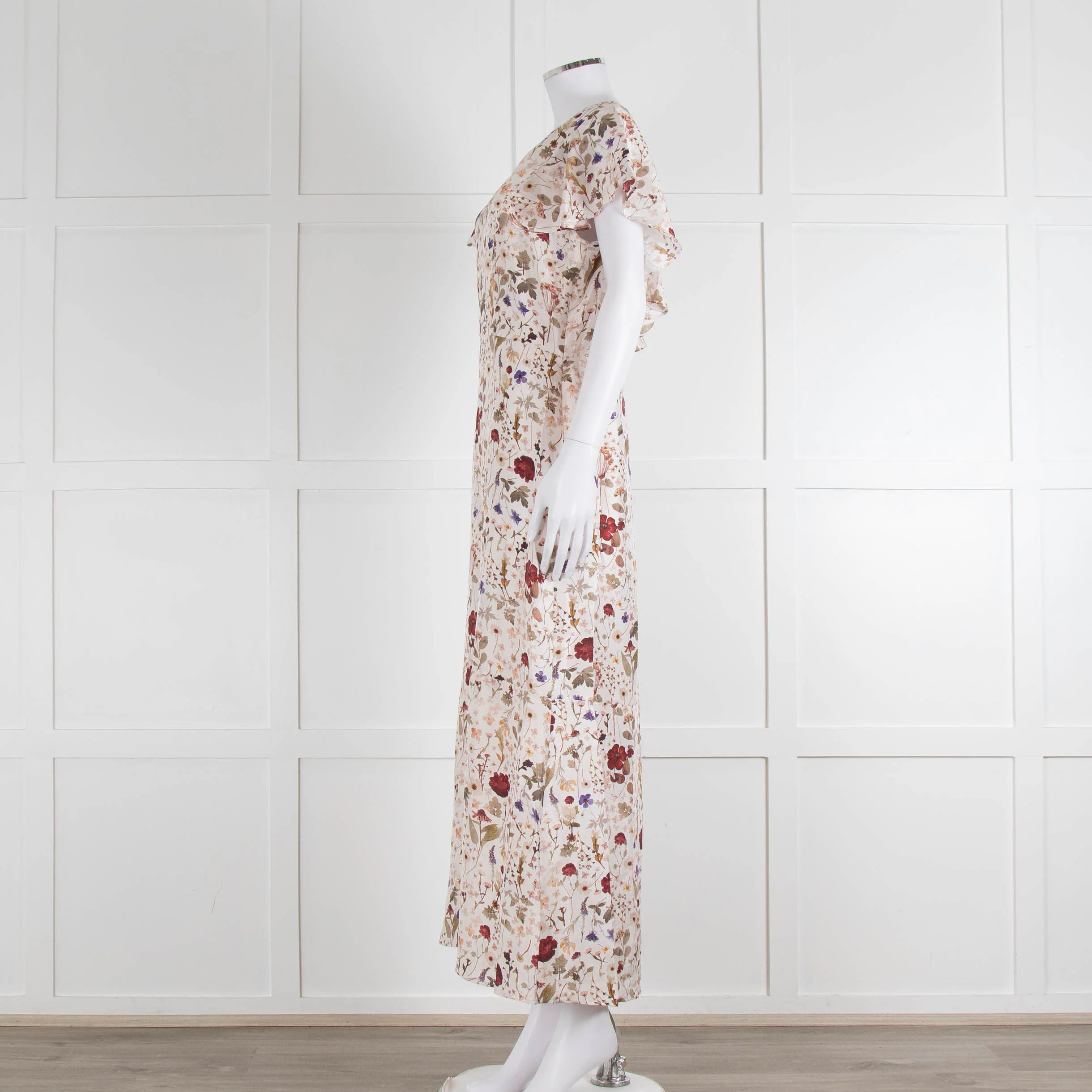 Lily & Lionel Cream Khaki Red Floral Sleeveless Maxi Dress - Image 7