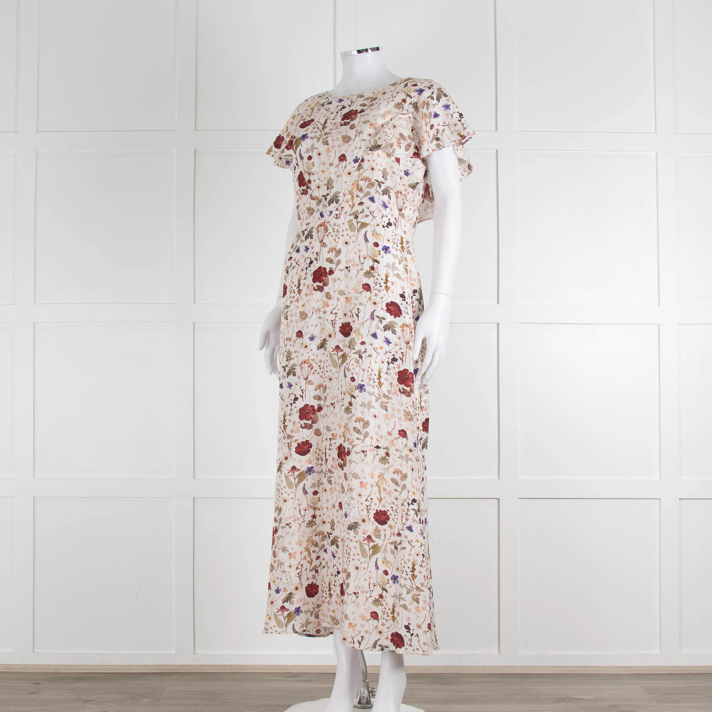 Lily & Lionel Cream Khaki Red Floral Sleeveless Maxi Dress - Image 8