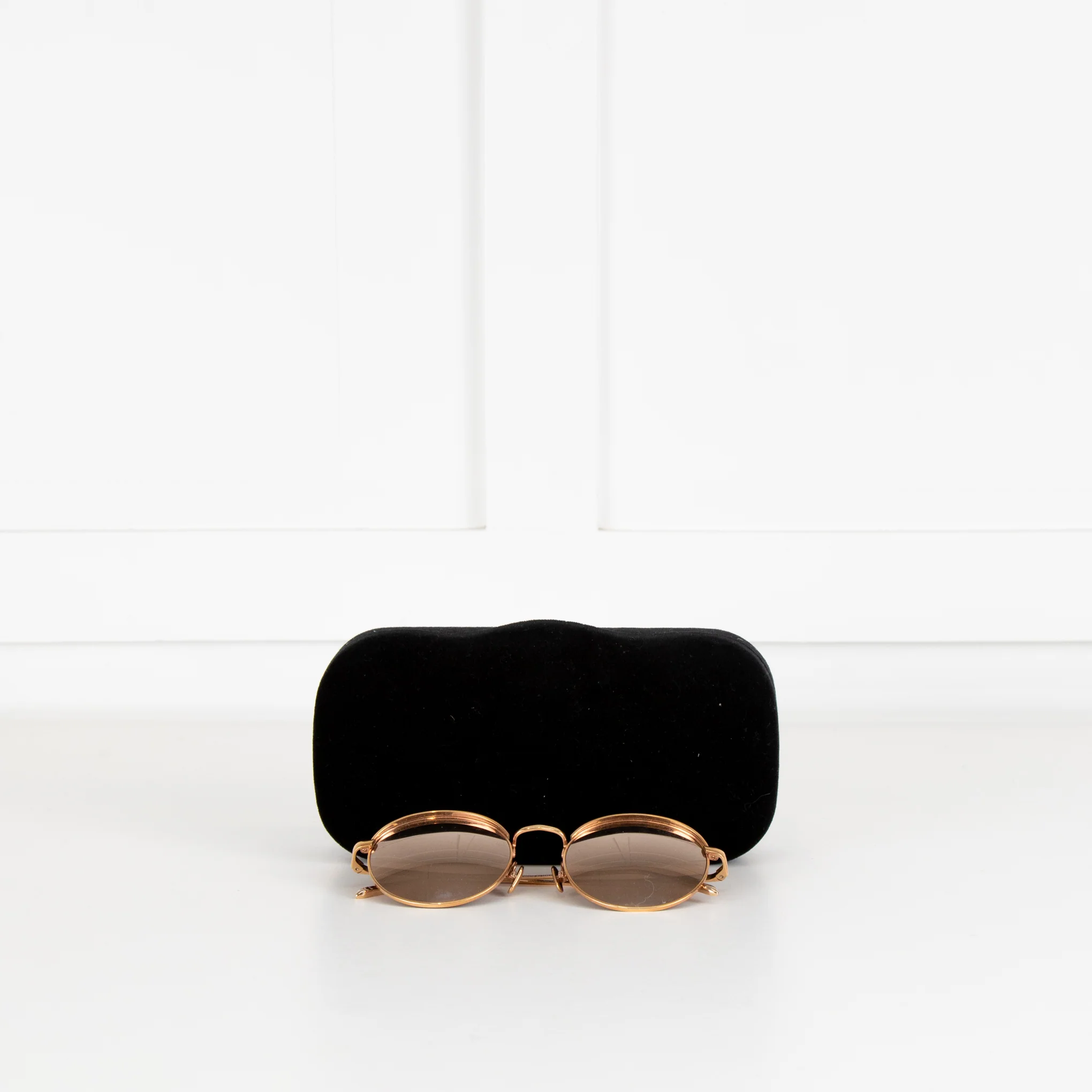 Linda Farrow Rose Gold Oval Frame Mirrored Sunglasses - Image 2