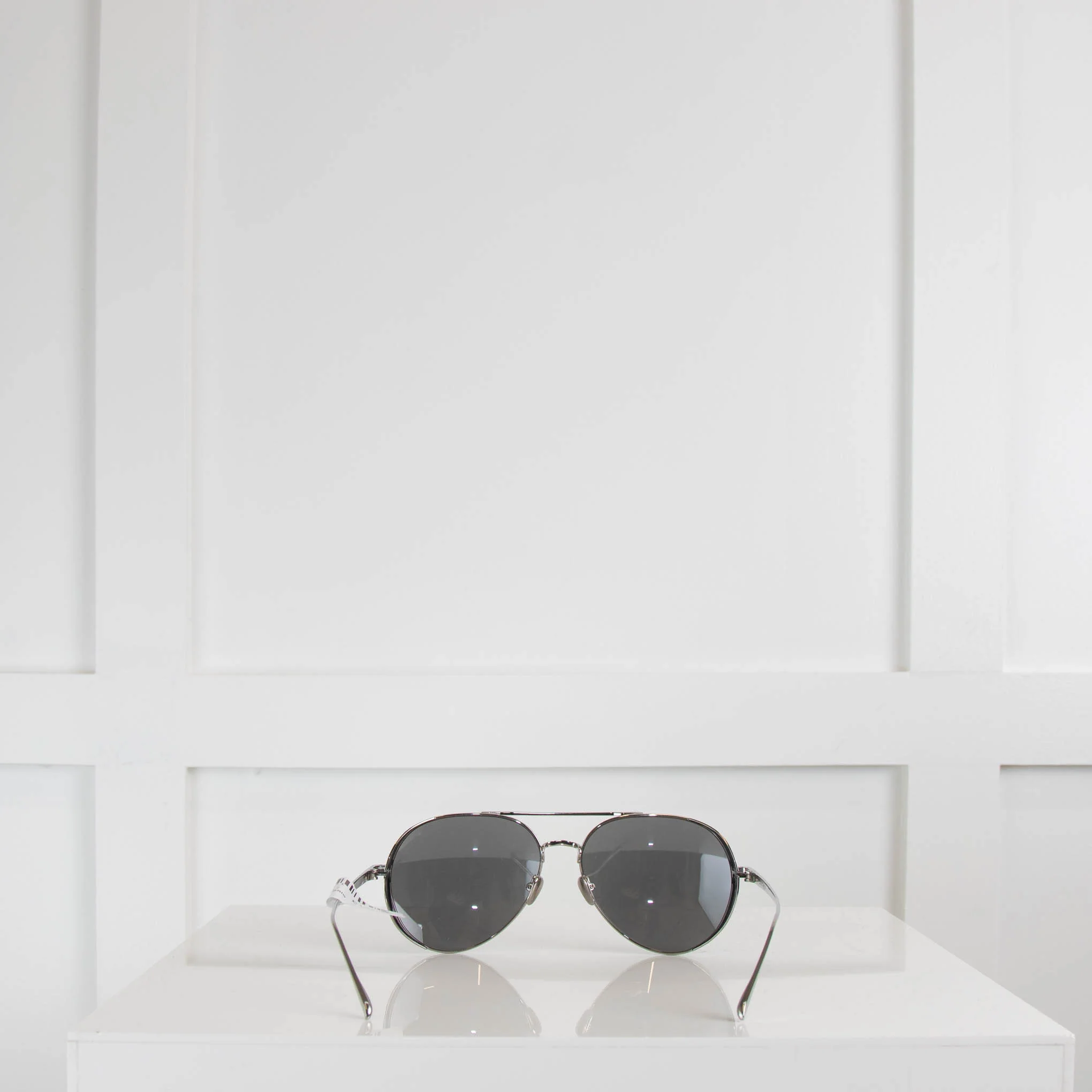 Linda Farrow Silver Aviator Sunglasses - Image 4