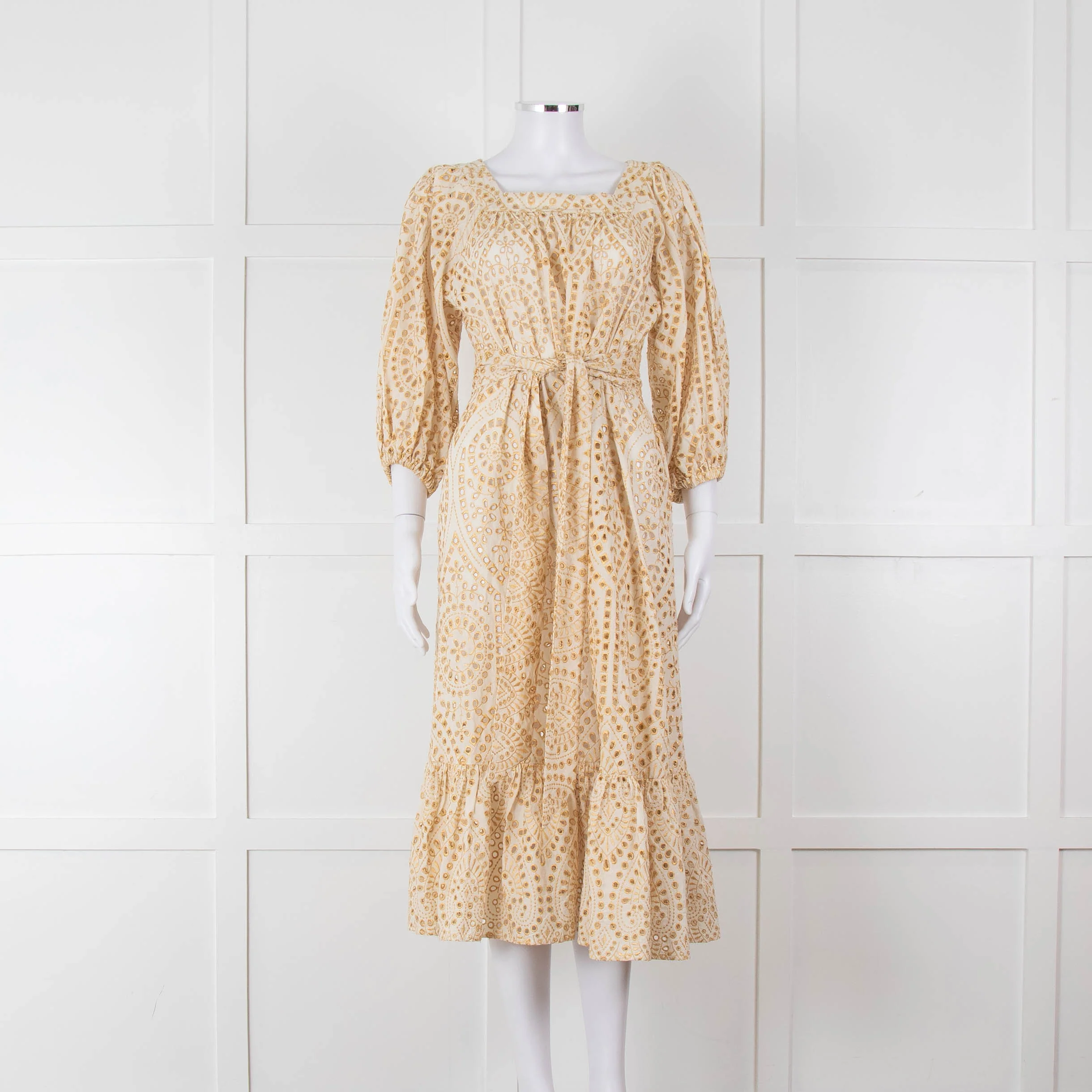 Lisa Marie Fernandez Cream And Gold Broderie Jumpsuit