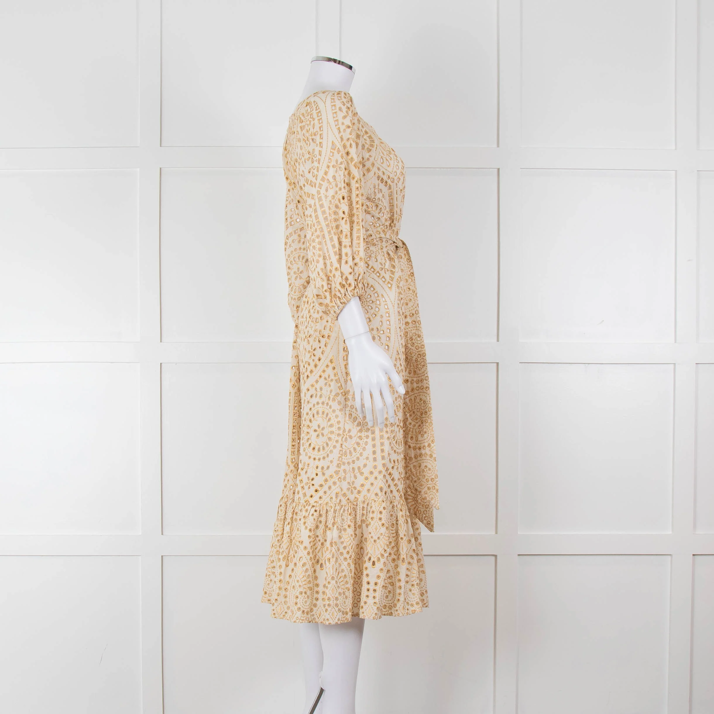 Lisa Marie Fernandez Cream And Gold Broderie Jumpsuit - Image 3