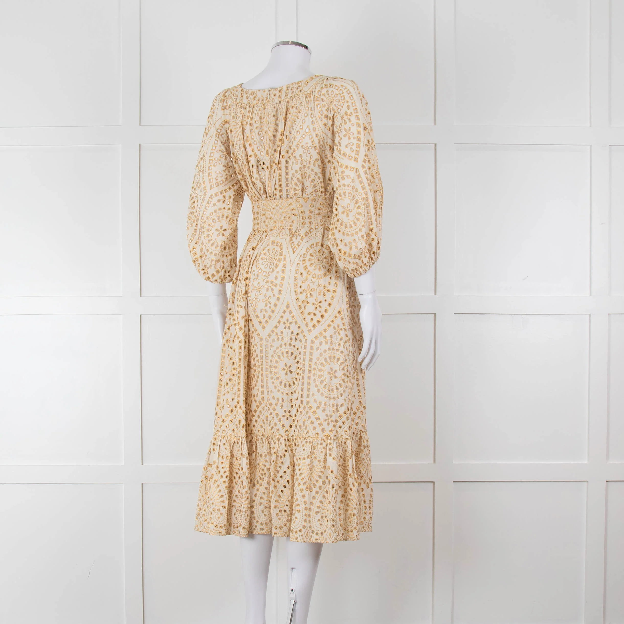 Lisa Marie Fernandez Cream And Gold Broderie Jumpsuit - Image 4