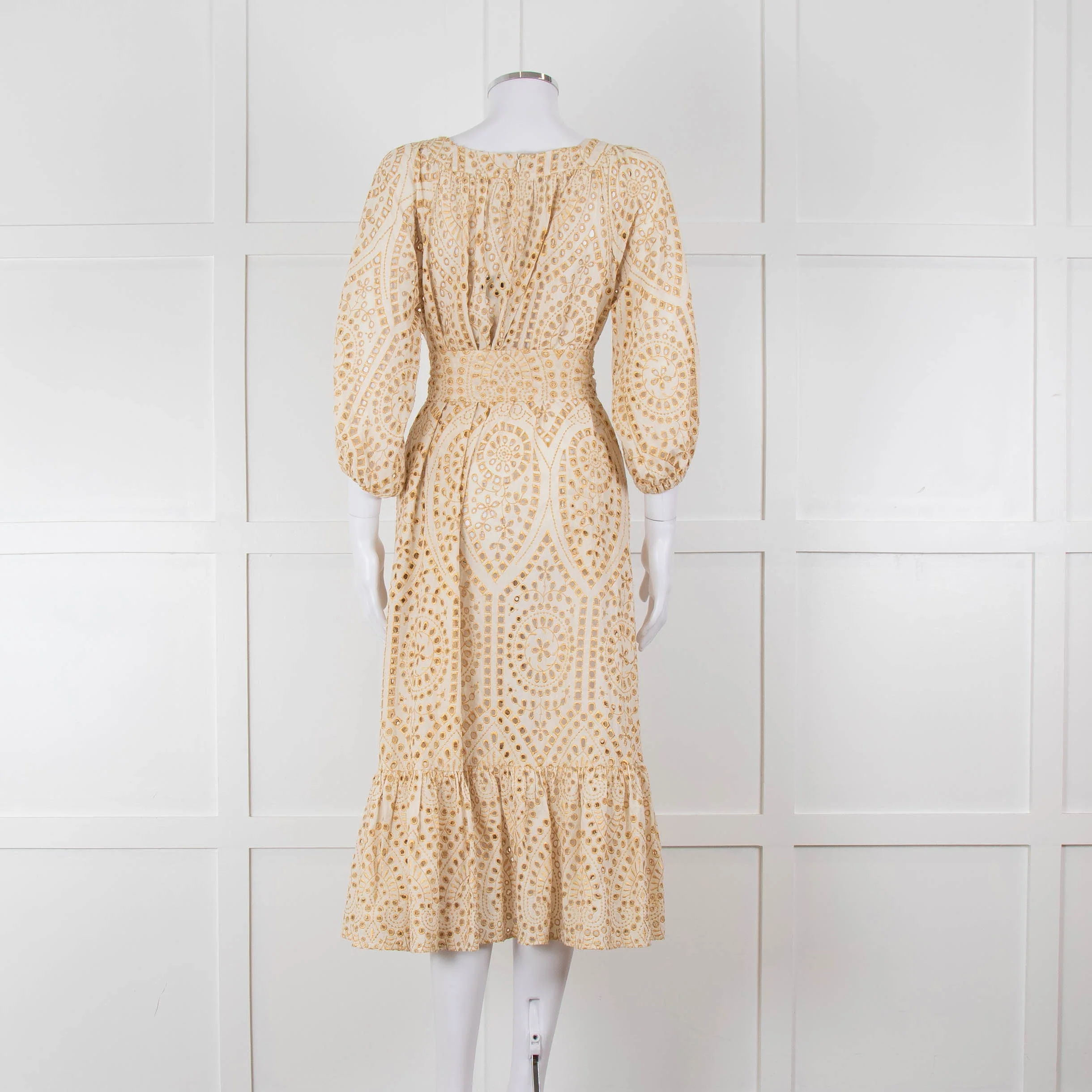 Lisa Marie Fernandez Cream And Gold Broderie Jumpsuit - Image 5