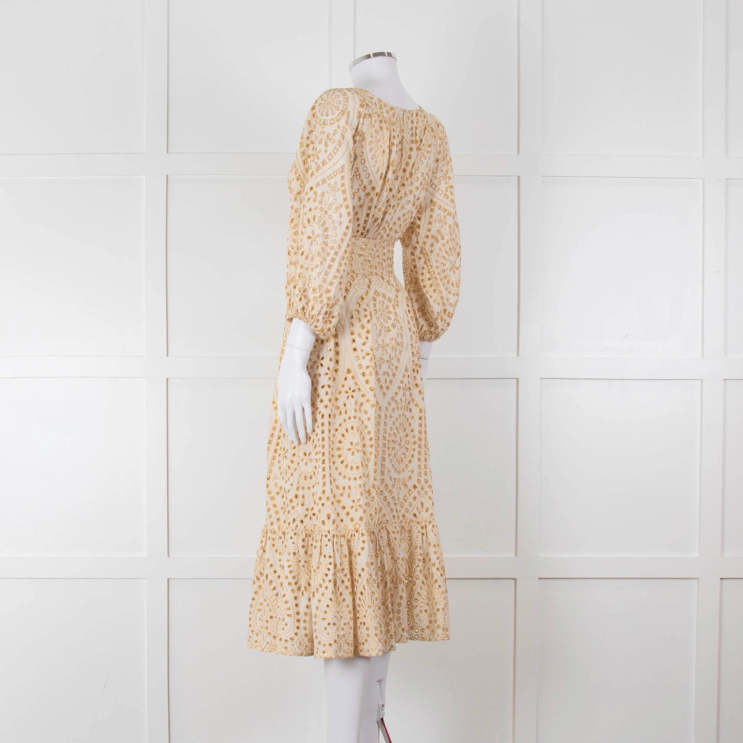 Lisa Marie Fernandez Cream And Gold Broderie Jumpsuit - Image 6