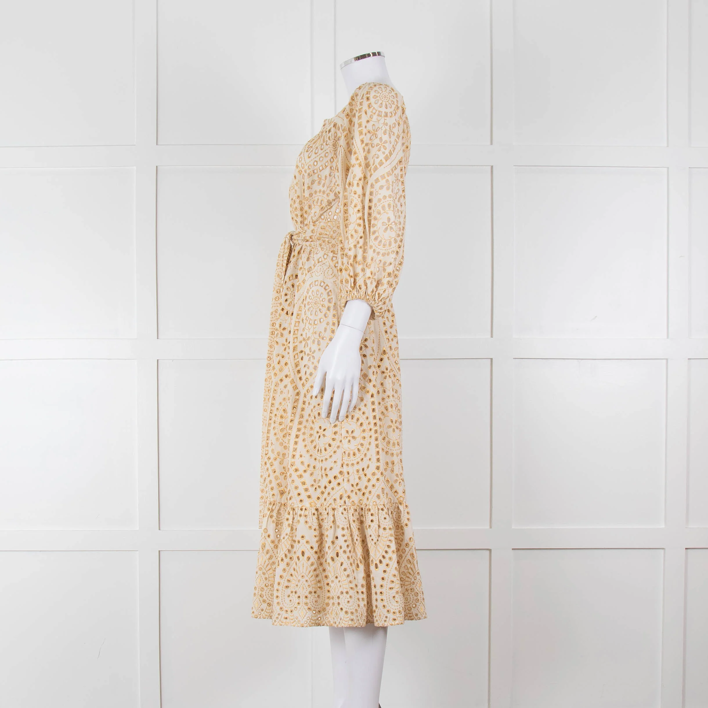 Lisa Marie Fernandez Cream And Gold Broderie Jumpsuit - Image 7