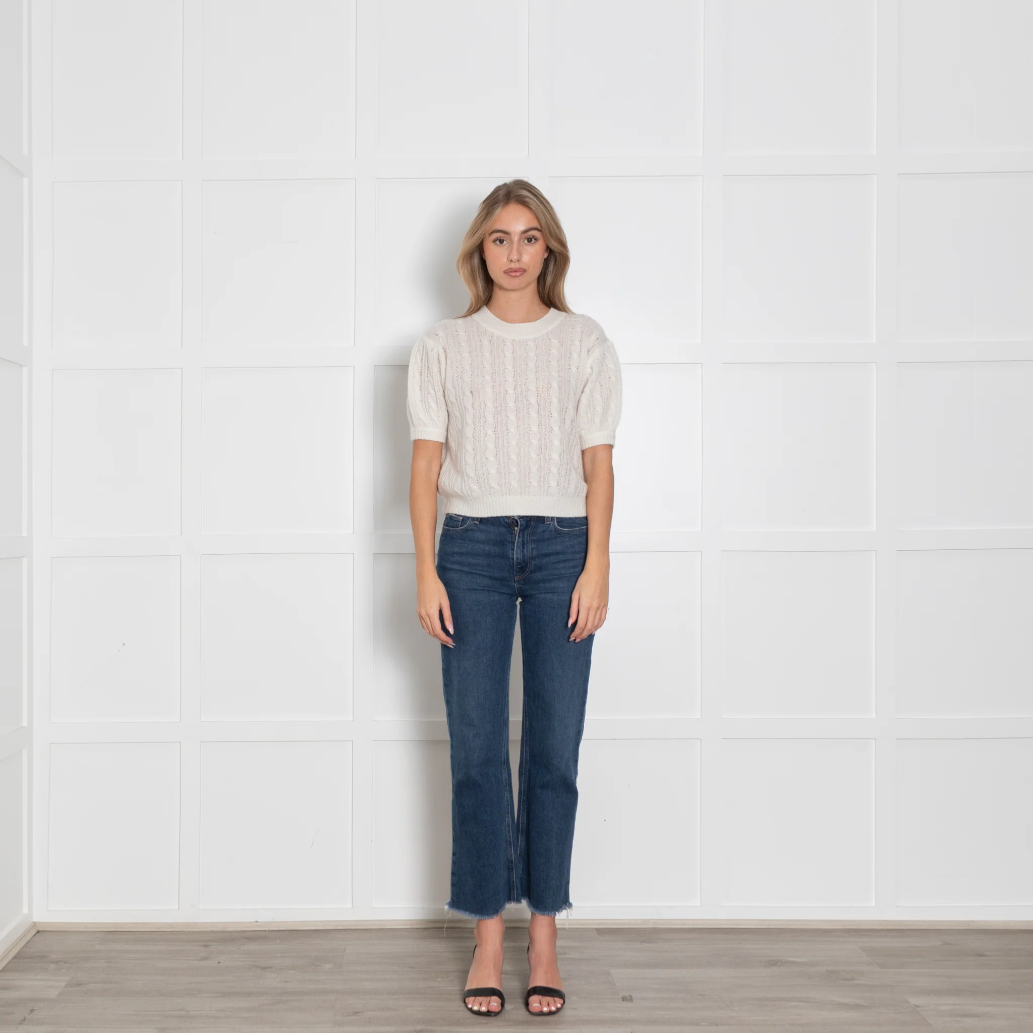 Lisa Yang Cream Cashmere & Silk Short-sleeve Jumper