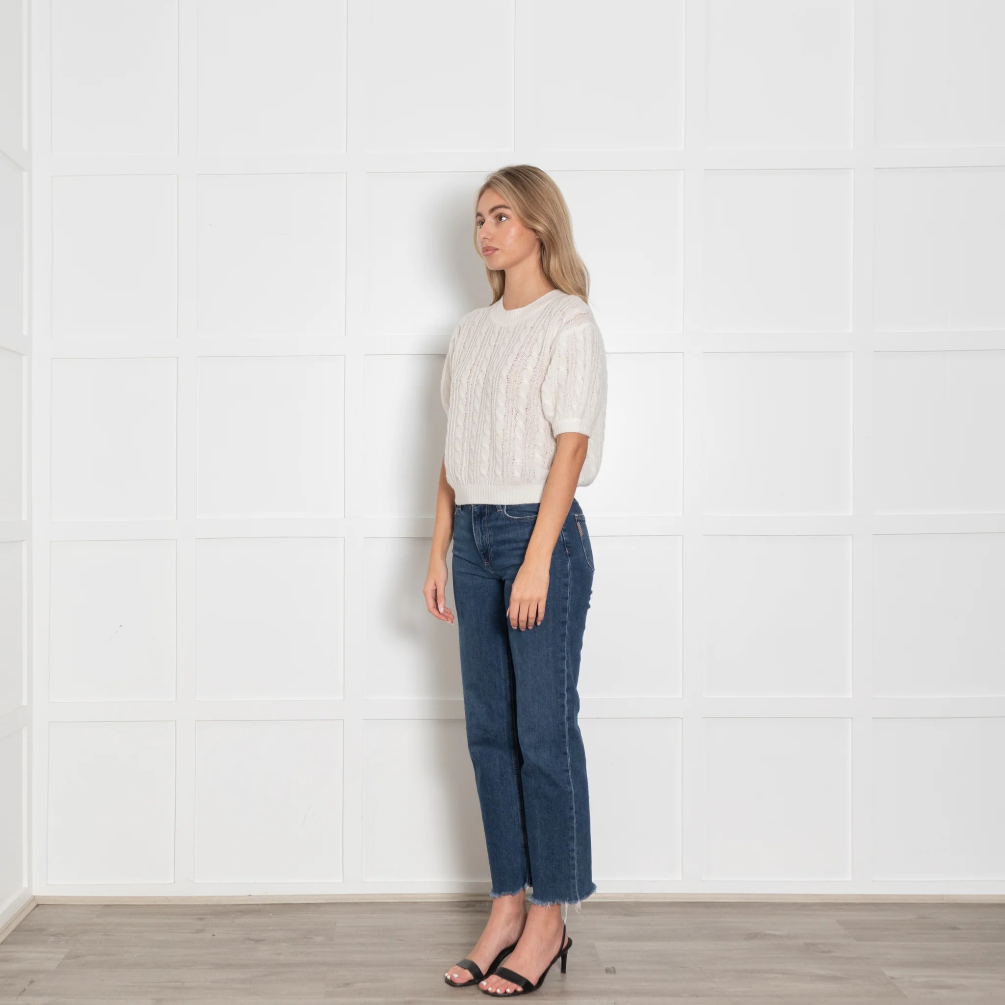 Lisa Yang Cream Cashmere & Silk Short-sleeve Jumper - Image 3