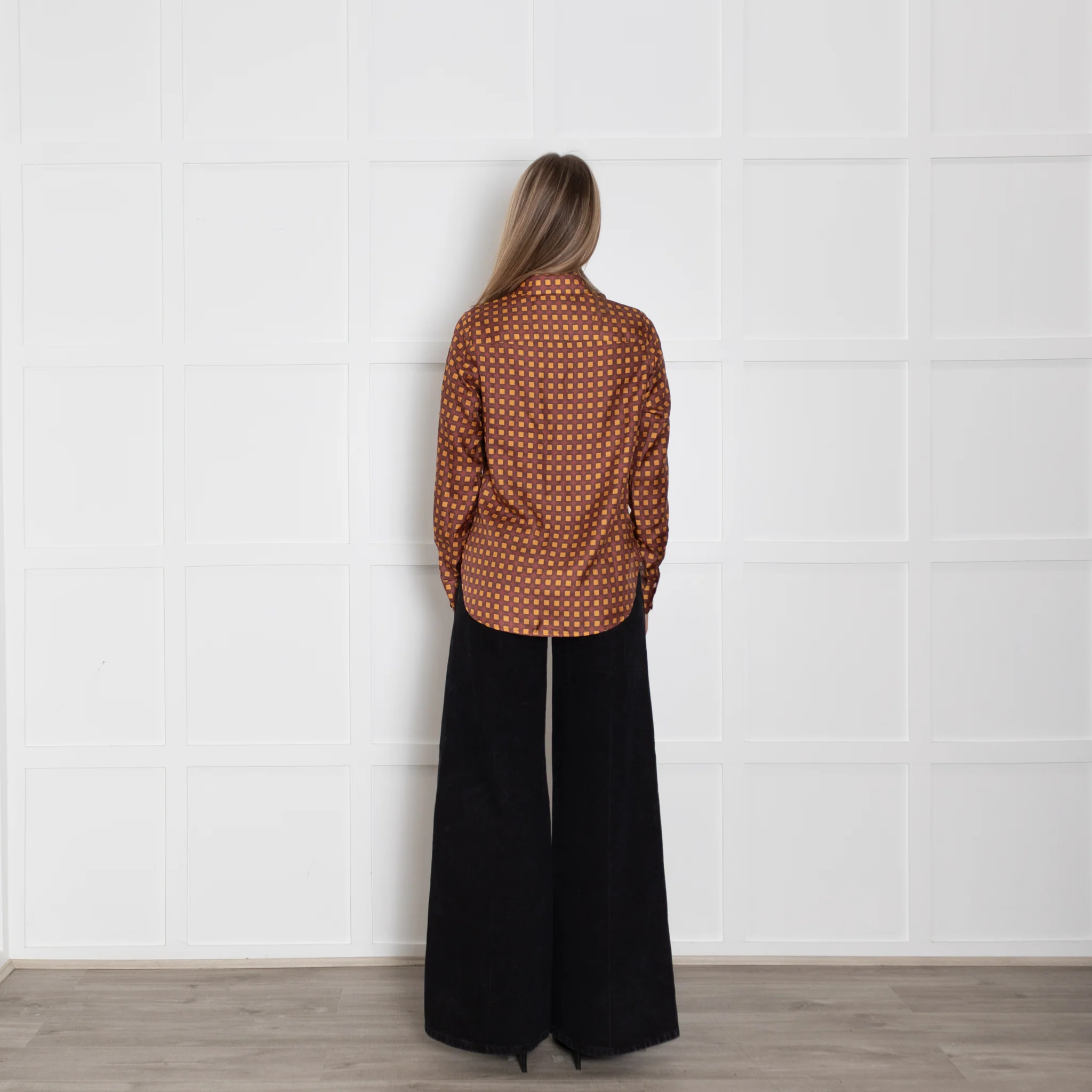 Lisou Burgundy, Yellow Patterned Silk Blouse - Image 5