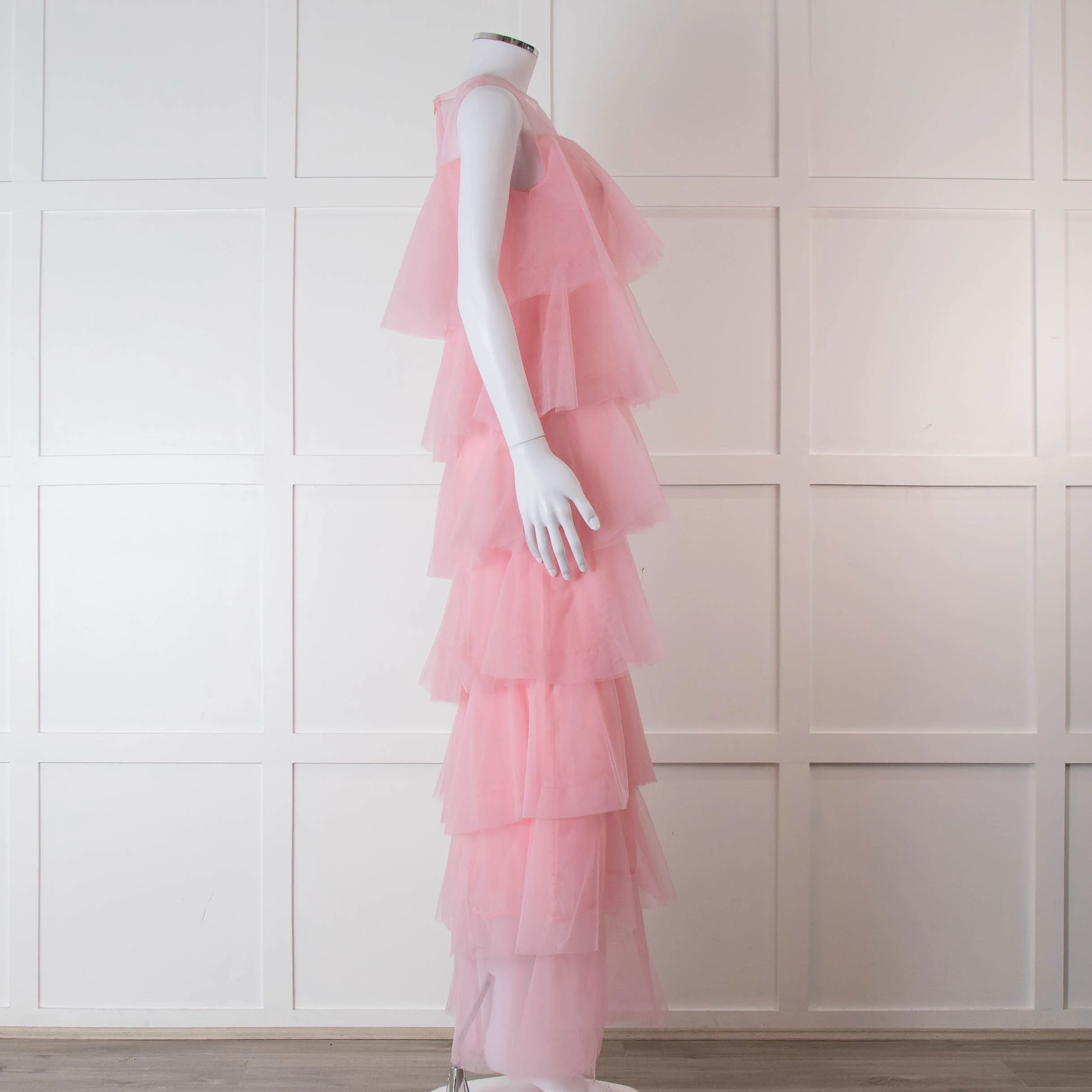 Lisou Pale Pink Layered Tulle Sleeveless Maxi Dress - Image 3