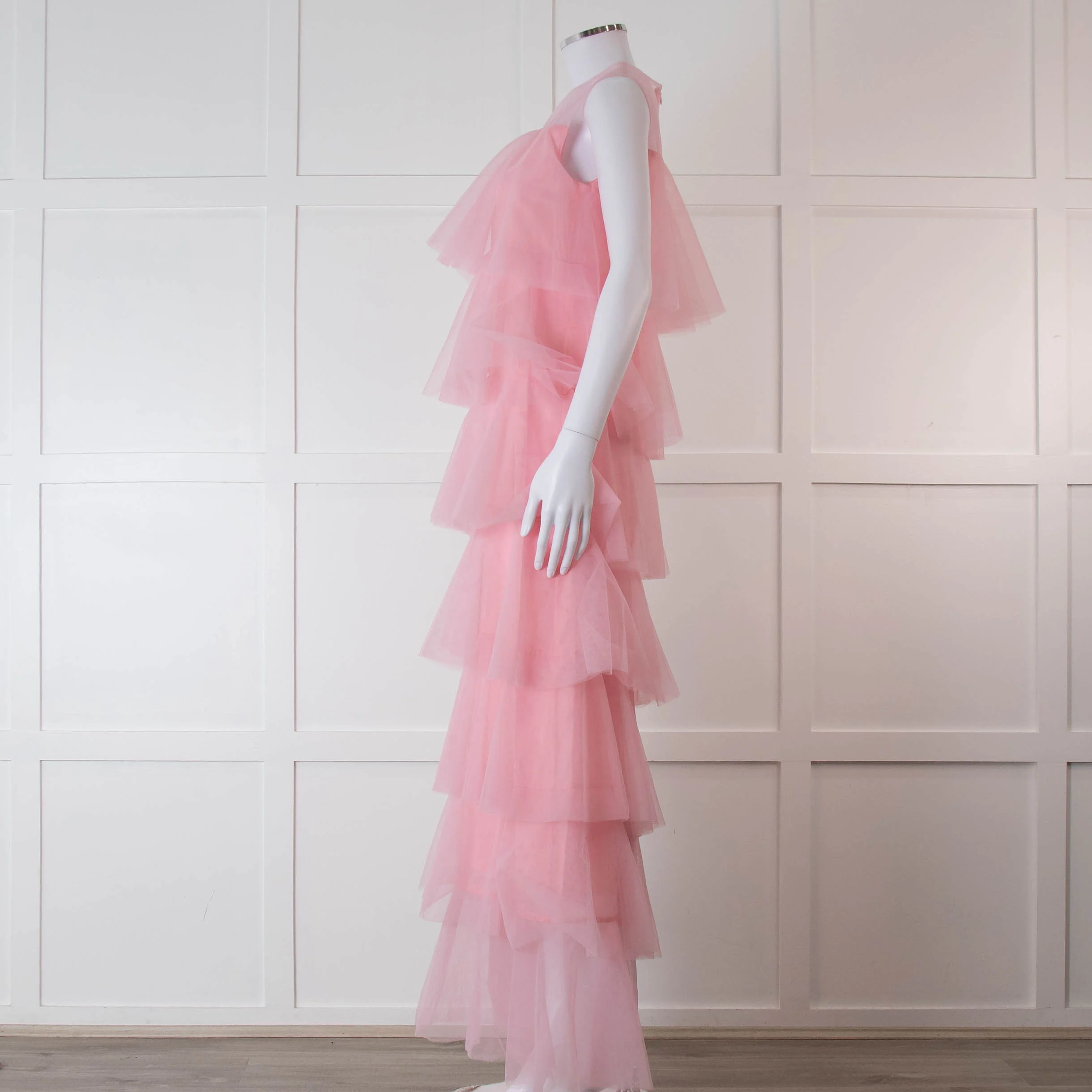 Lisou Pale Pink Layered Tulle Sleeveless Maxi Dress - Image 7