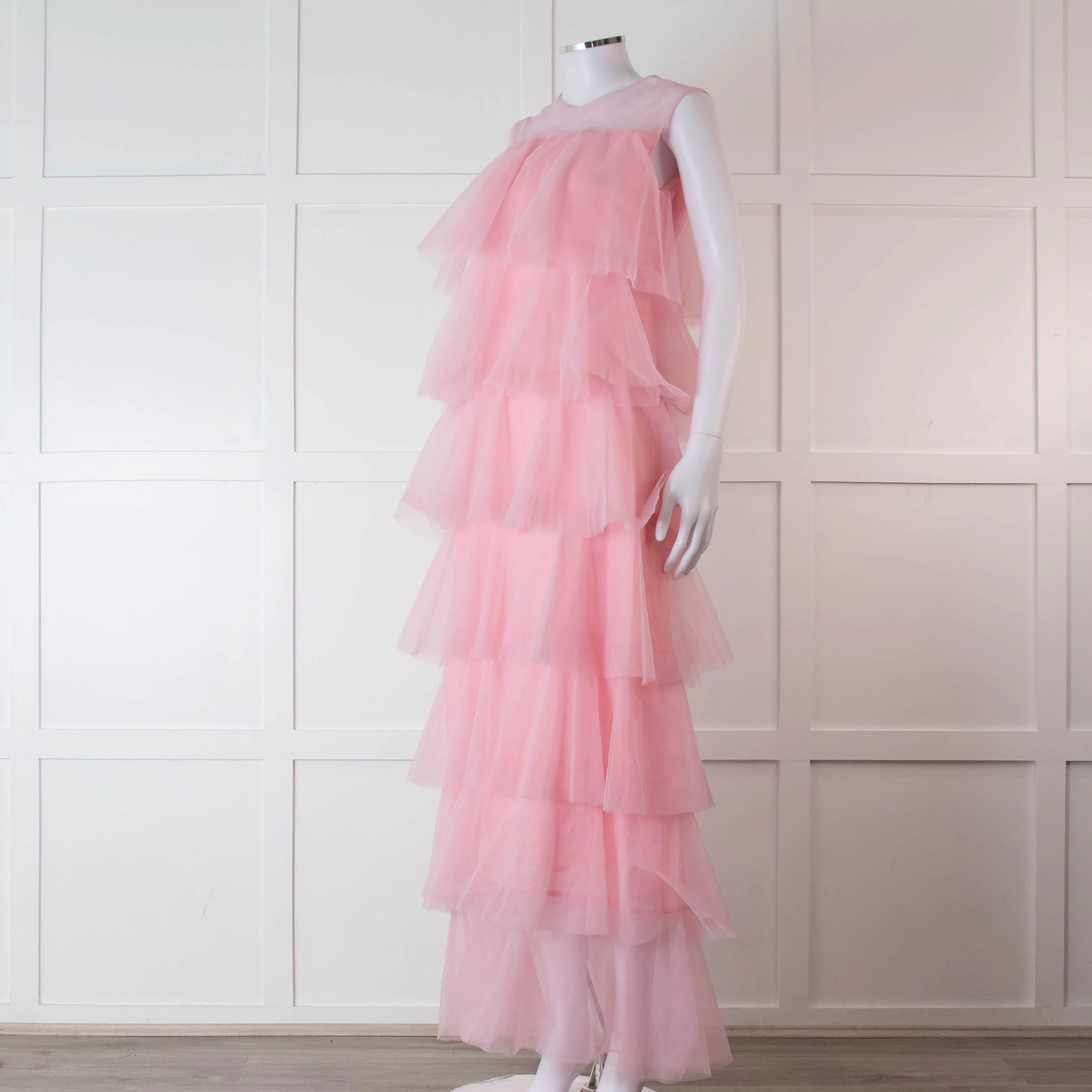 Lisou Pale Pink Layered Tulle Sleeveless Maxi Dress - Image 8