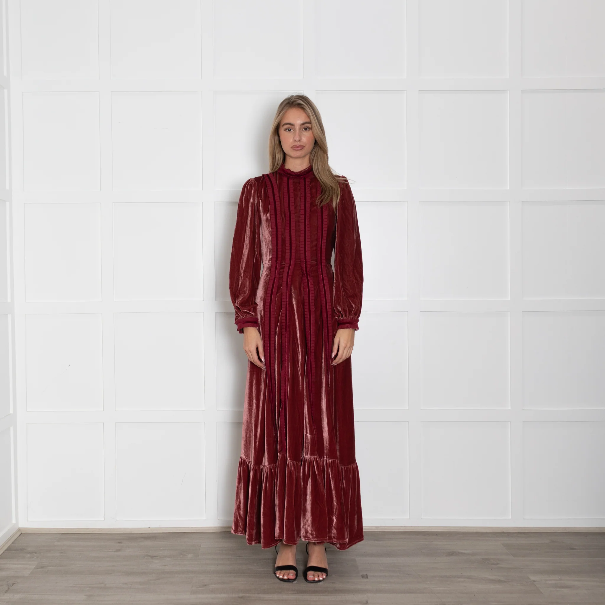 Lisou Raspberry Crushed Velvet Gigi Dress