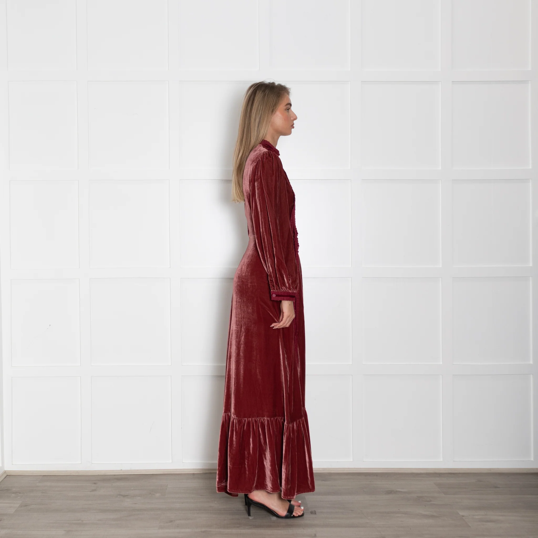 Lisou Raspberry Crushed Velvet Gigi Dress - Image 6