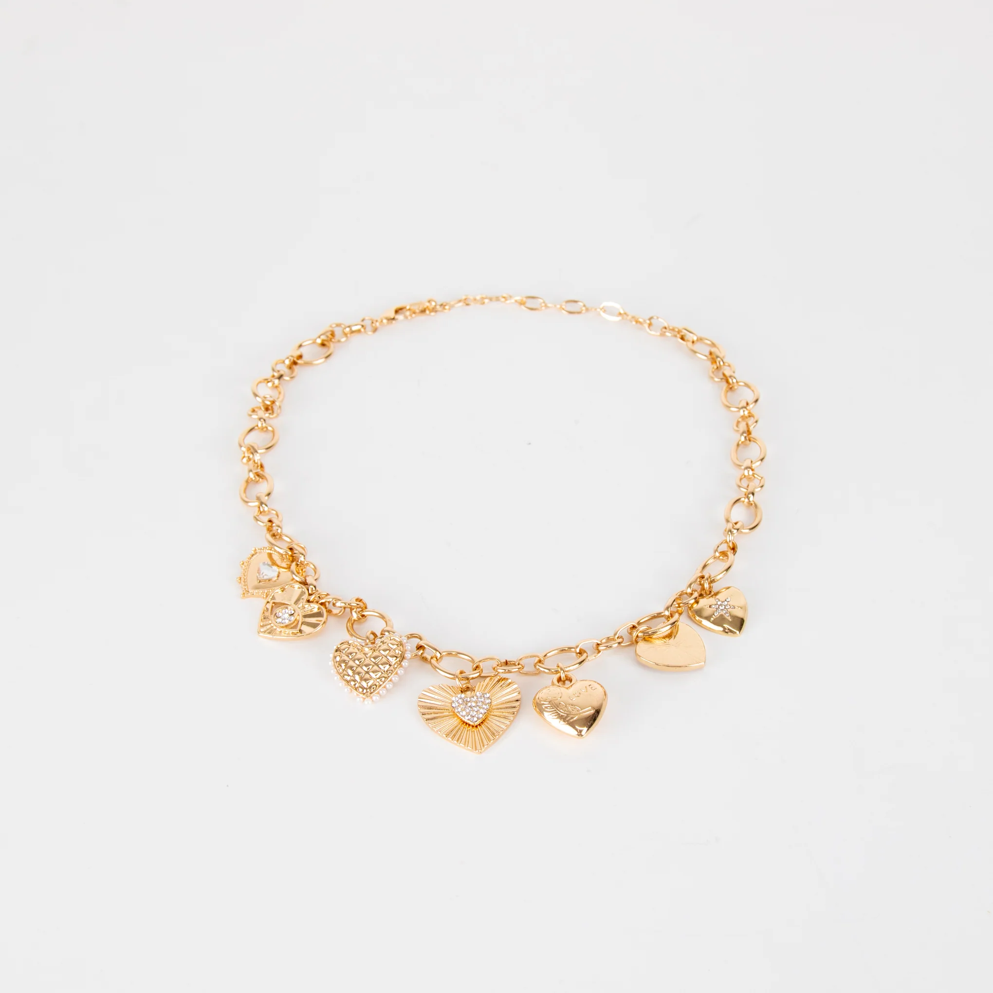 Liv Oliver Chloe Collection Gold Heart Multi Charm Love Necklace