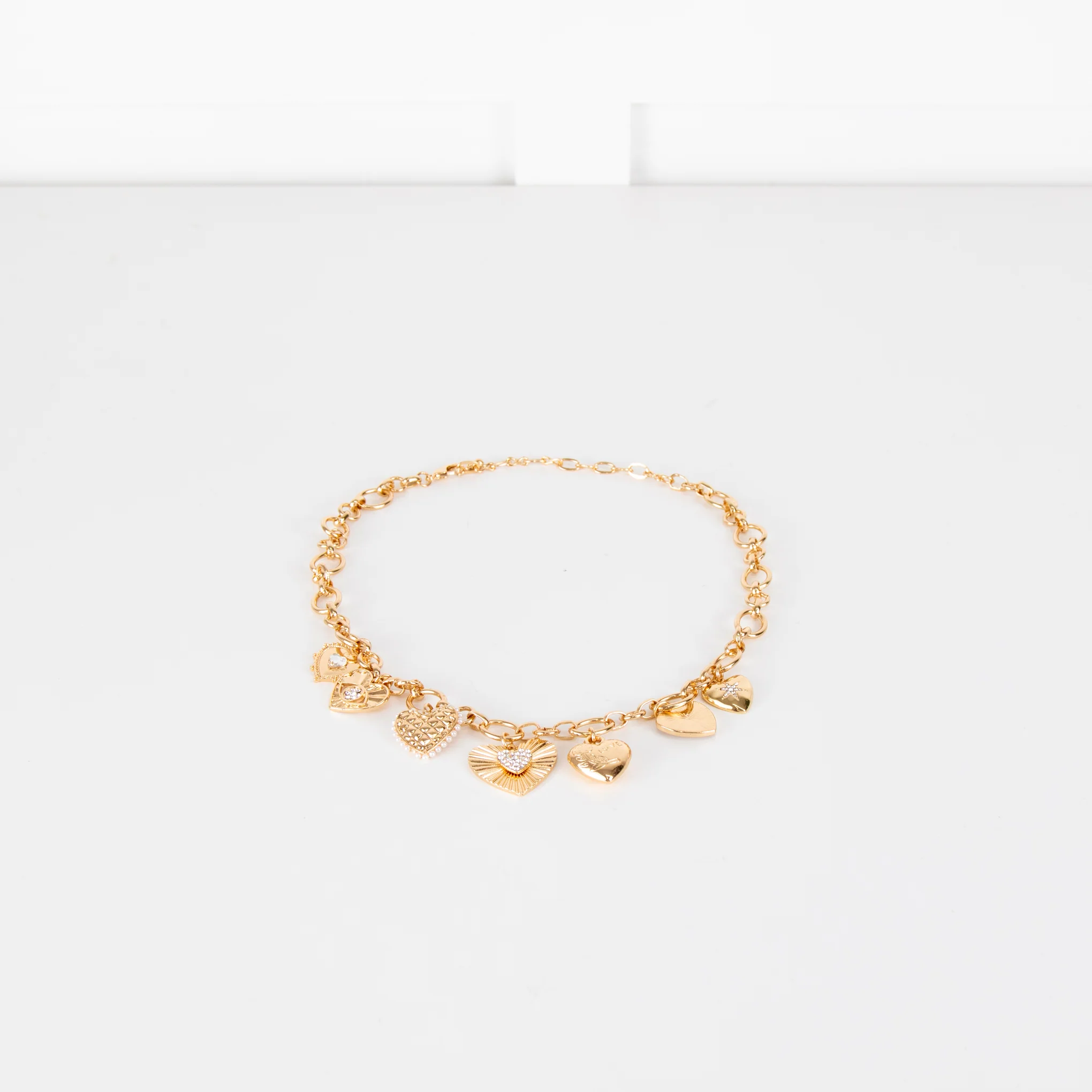 Liv Oliver Chloe Collection Gold Heart Multi Charm Love Necklace - Image 3