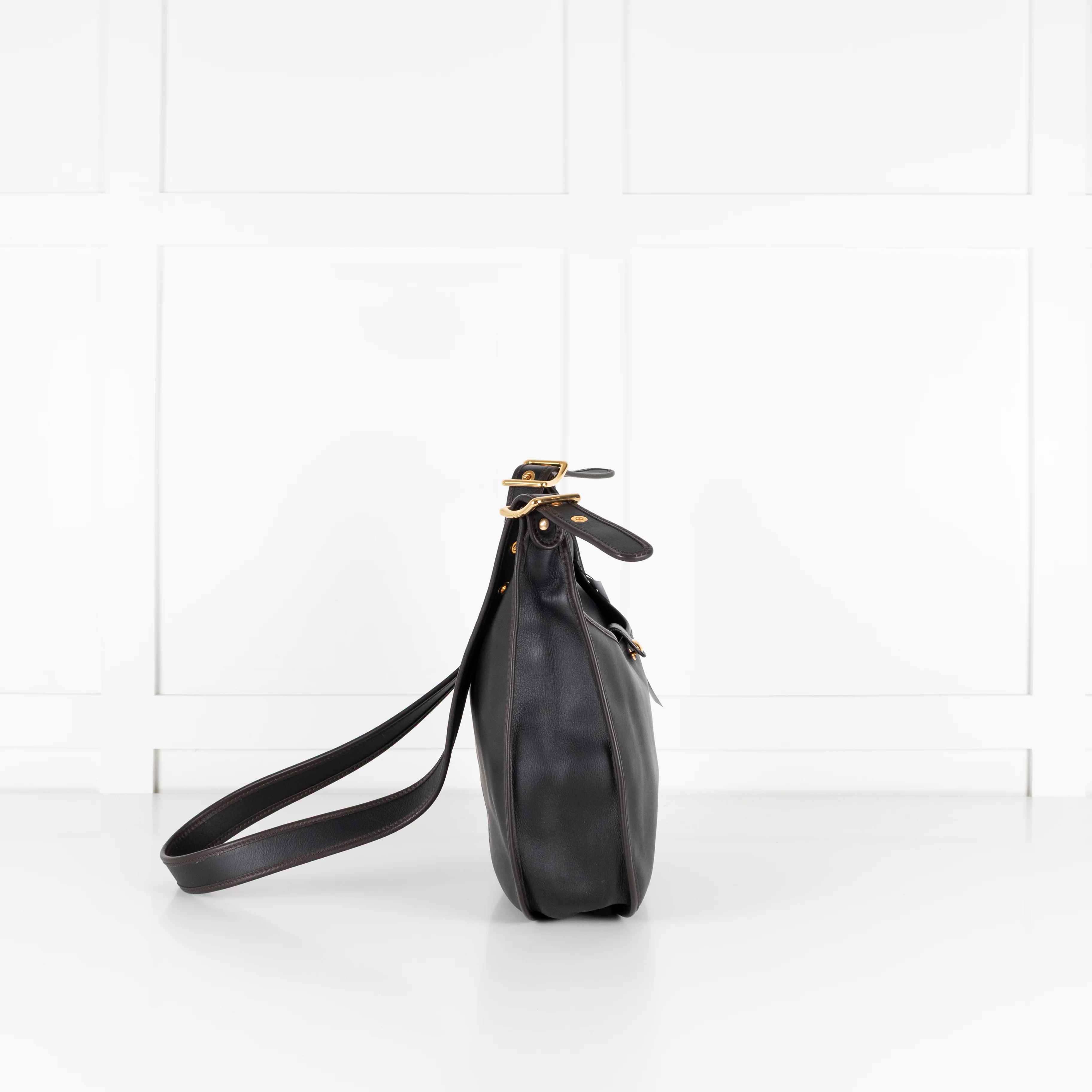 Loewe Sofia Anagram Black Crossbody Bag With Brown Piping - Image 2