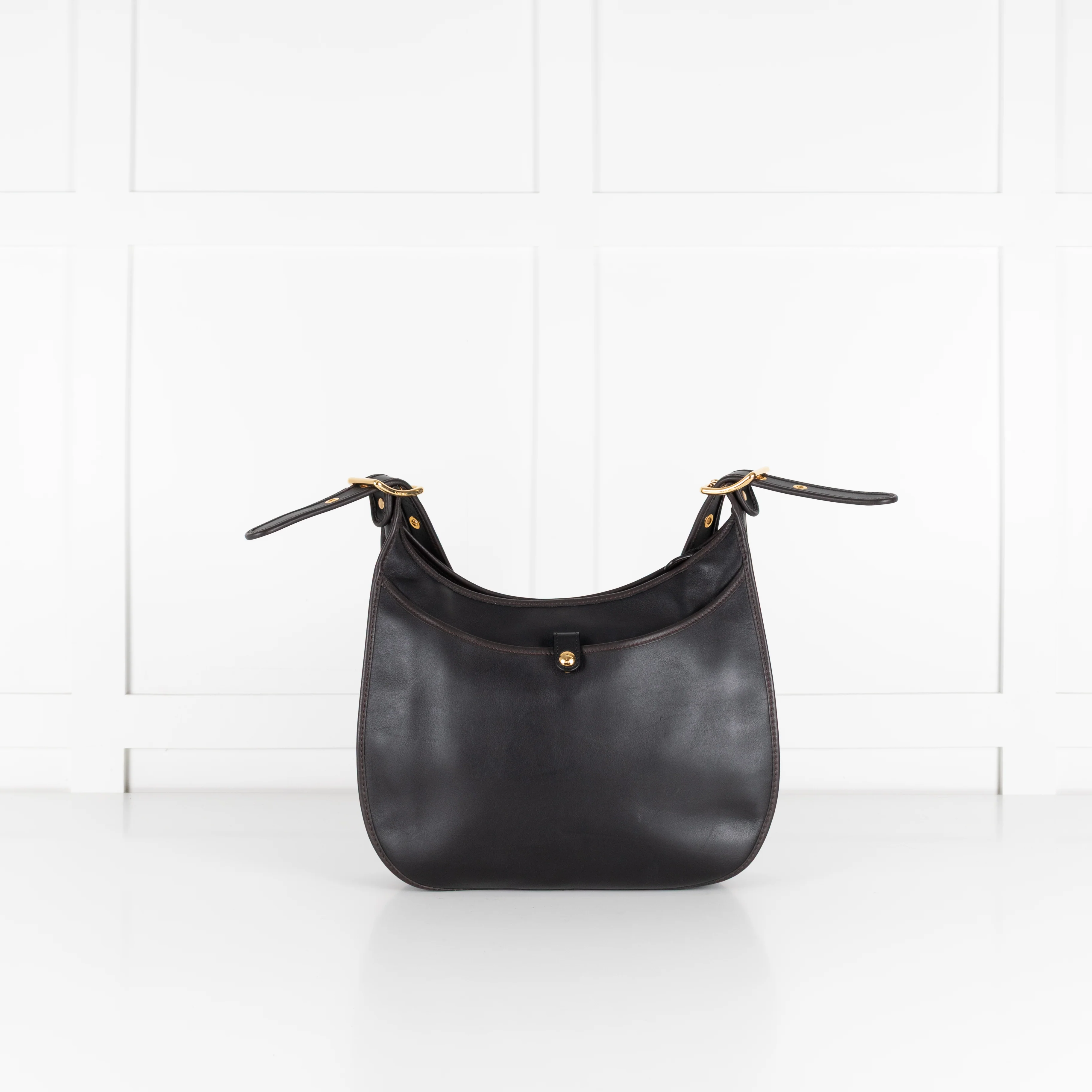 Loewe Sofia Anagram Black Crossbody Bag With Brown Piping - Image 3