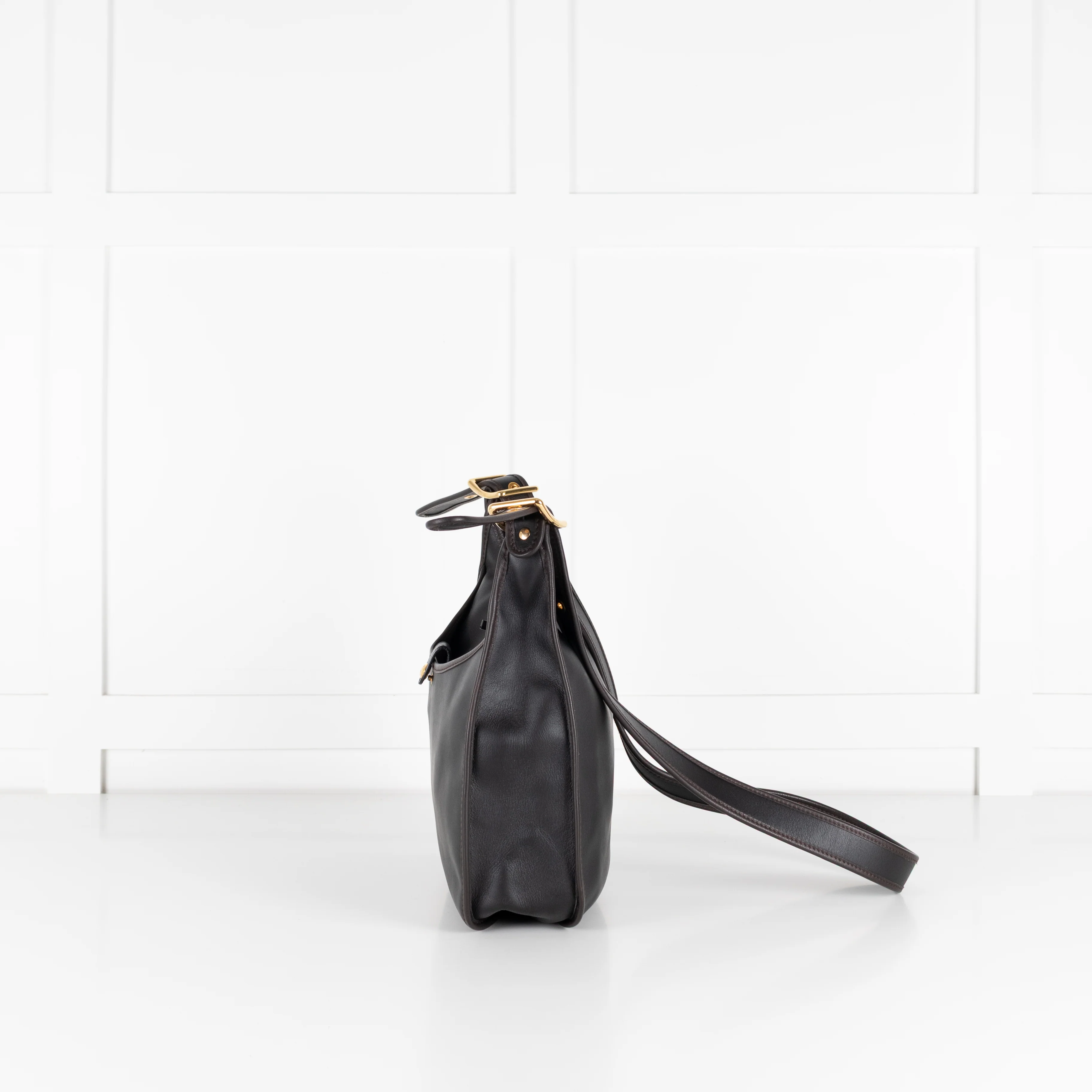 Loewe Sofia Anagram Black Crossbody Bag With Brown Piping - Image 4