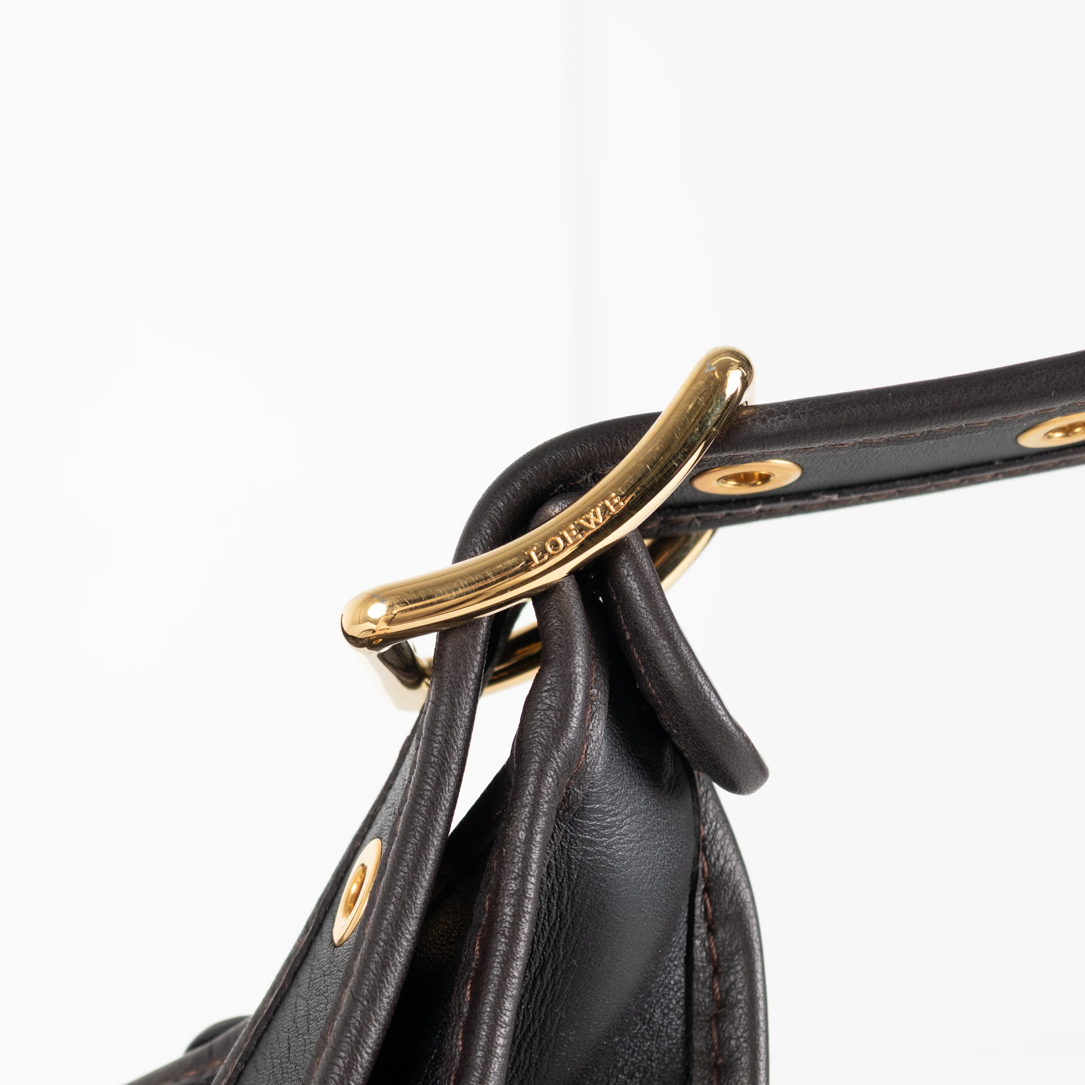 Loewe Sofia Anagram Black Crossbody Bag With Brown Piping - Image 8