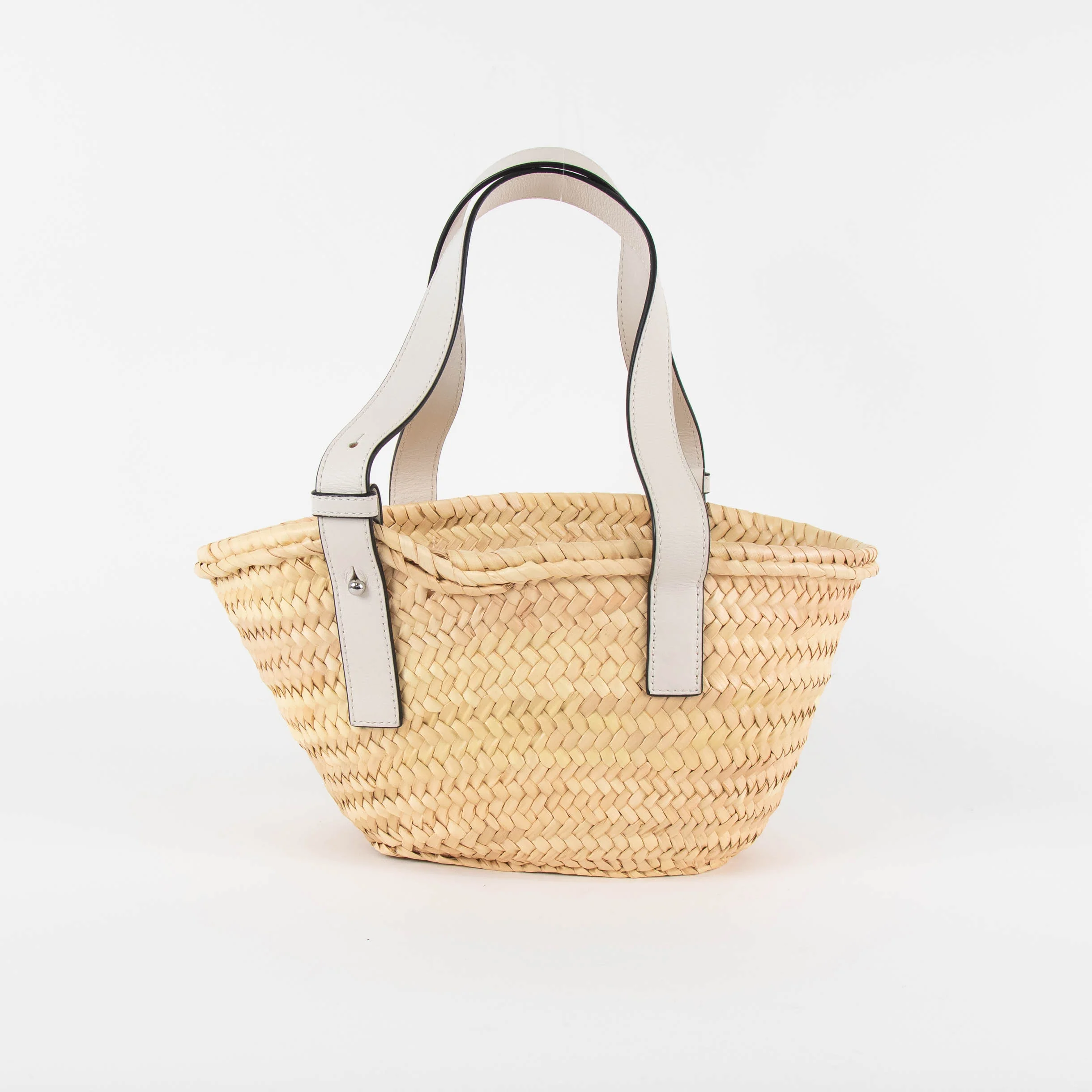 Loewe Beige White Leather Handles Basket Bag - Image 5