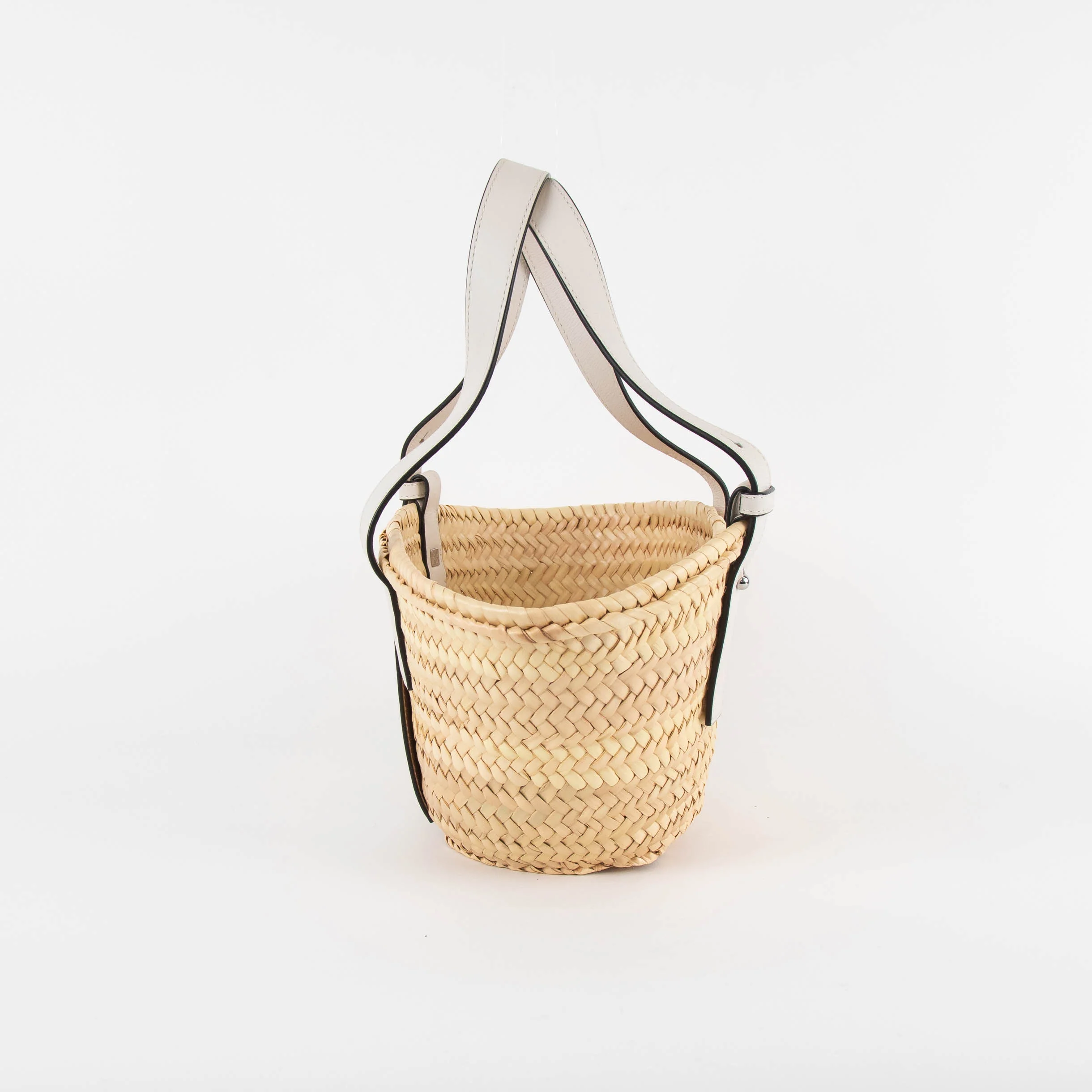 Loewe Beige White Leather Handles Basket Bag - Image 6