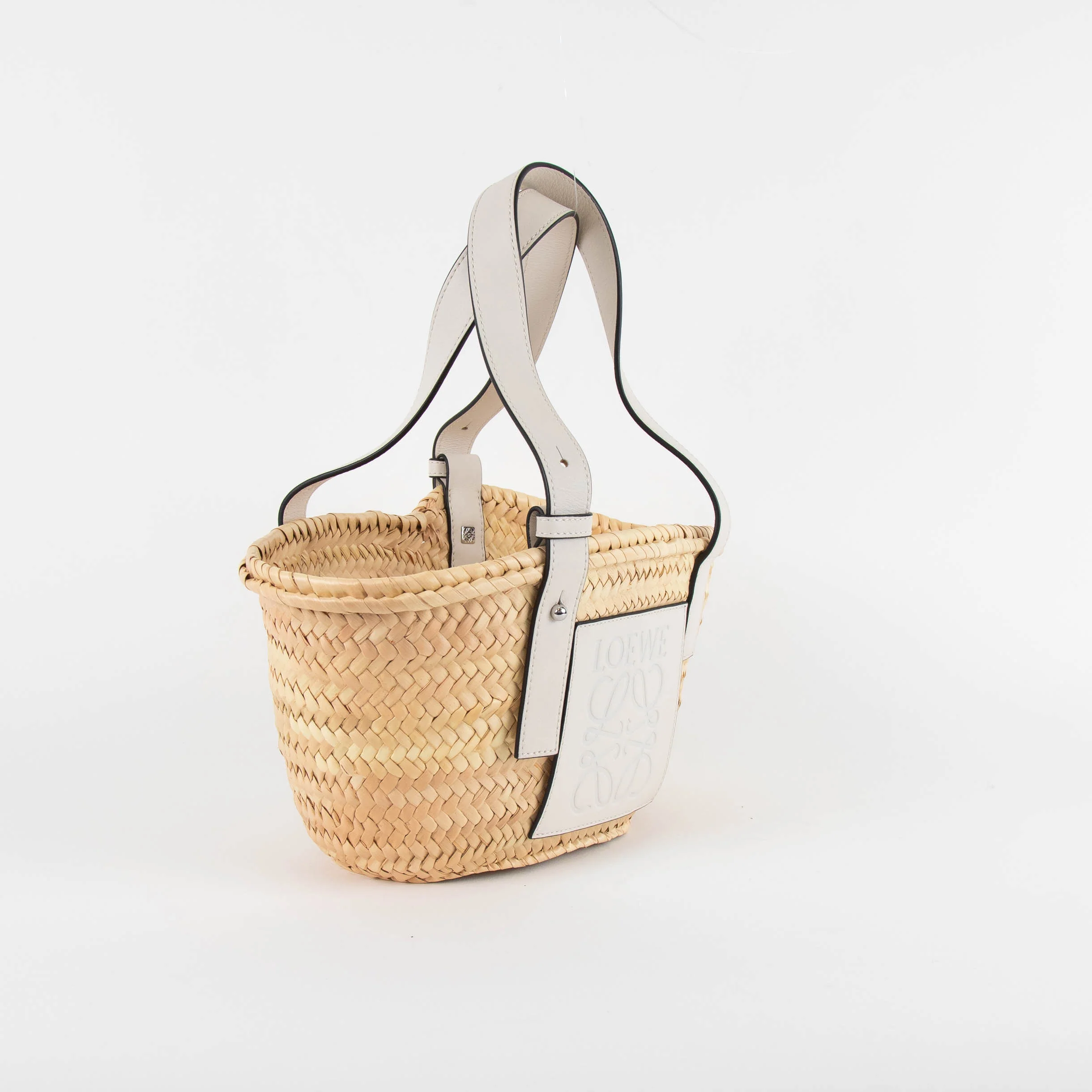 Loewe Beige White Leather Handles Basket Bag - Image 8