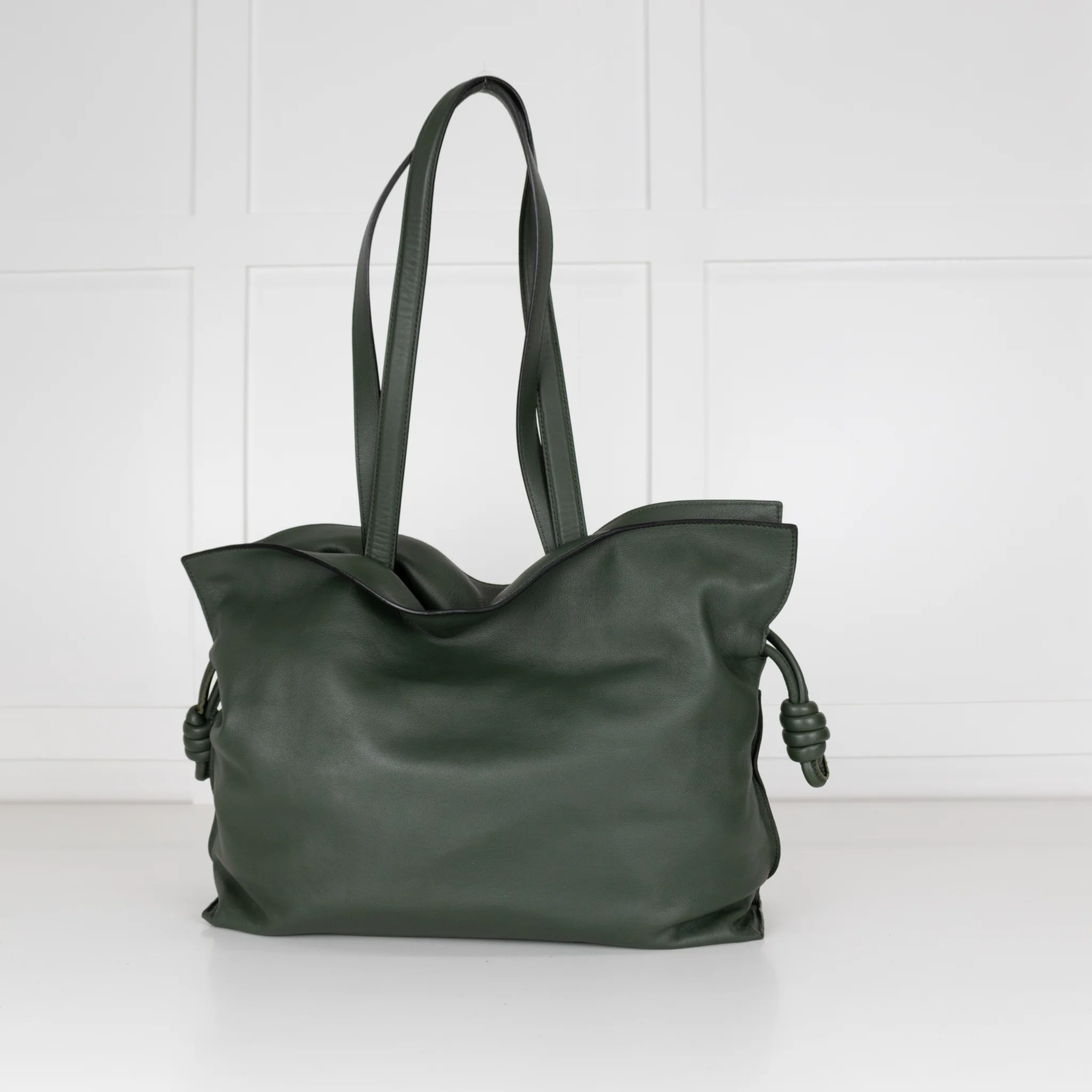 Loewe Green Flamenco Knot Large Leather Clutch Bag - Image 4